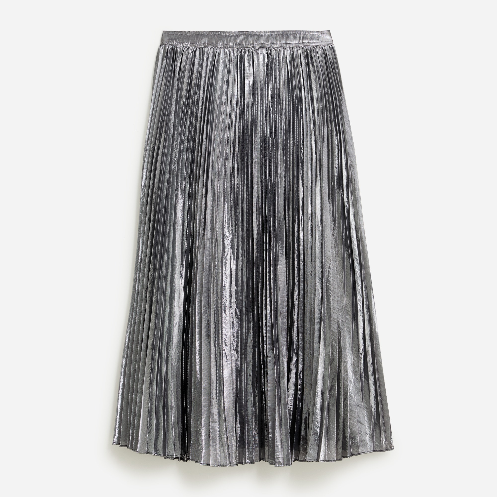 J.Crew Pleated Silver Lame Midi Skirt For Women
