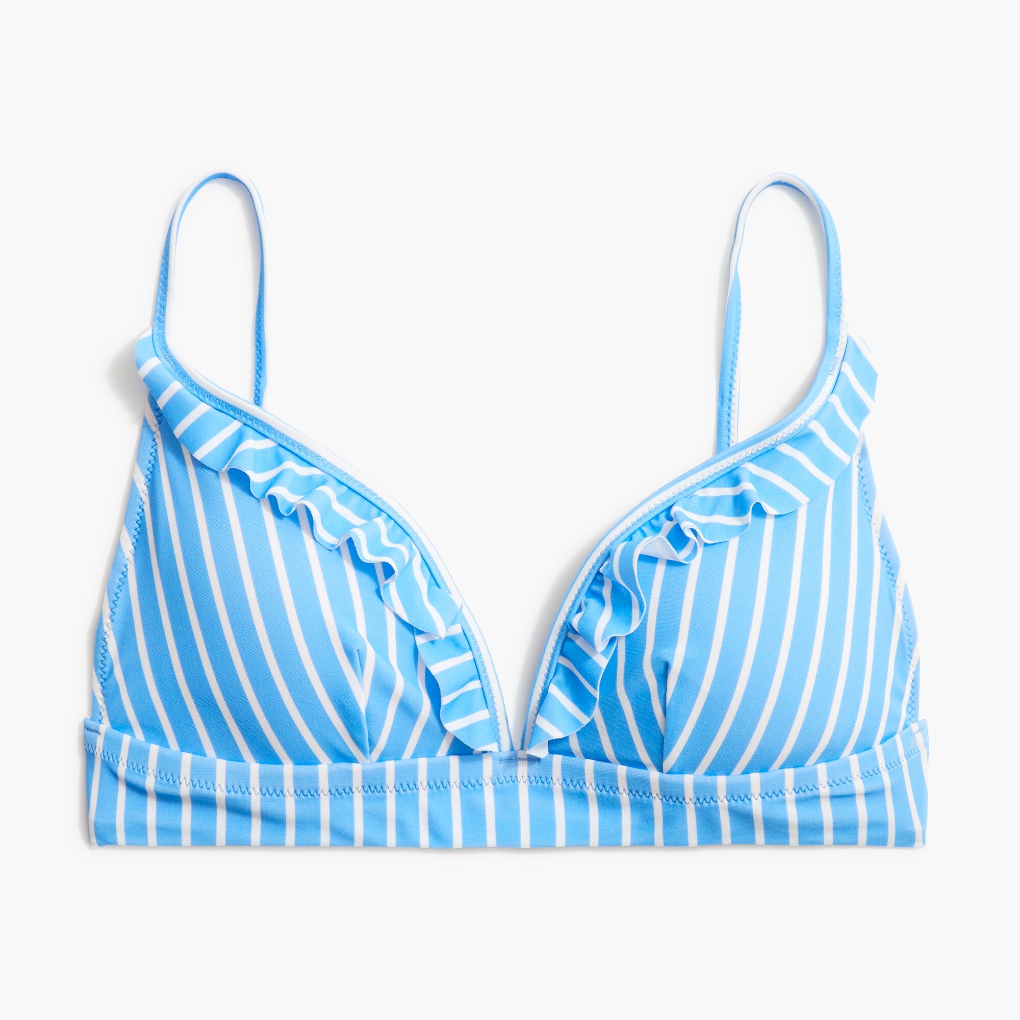 striped ruffle bikini top for women