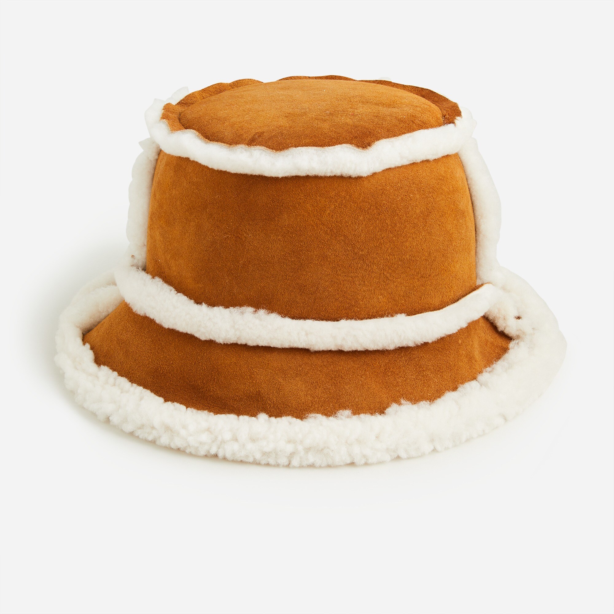JCREW COLLECTION BUCKET HAT IN LEATHER ANF SHEARLING SZ MED/LG NWT Jean Paul Gaultier - Shearling-trimmed leather bucket hat  main image 4