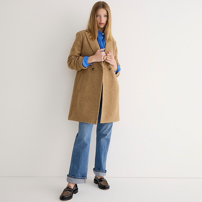 j.crew: new daphne topcoat in italian boiled wool for women, right side, view zoomed