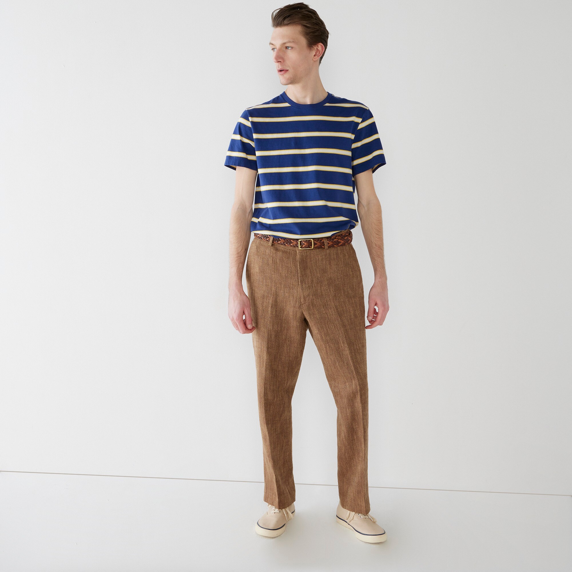J.Crew Relaxedfit Suit Pant In Italian Herringbone Linencotton Blend For Men