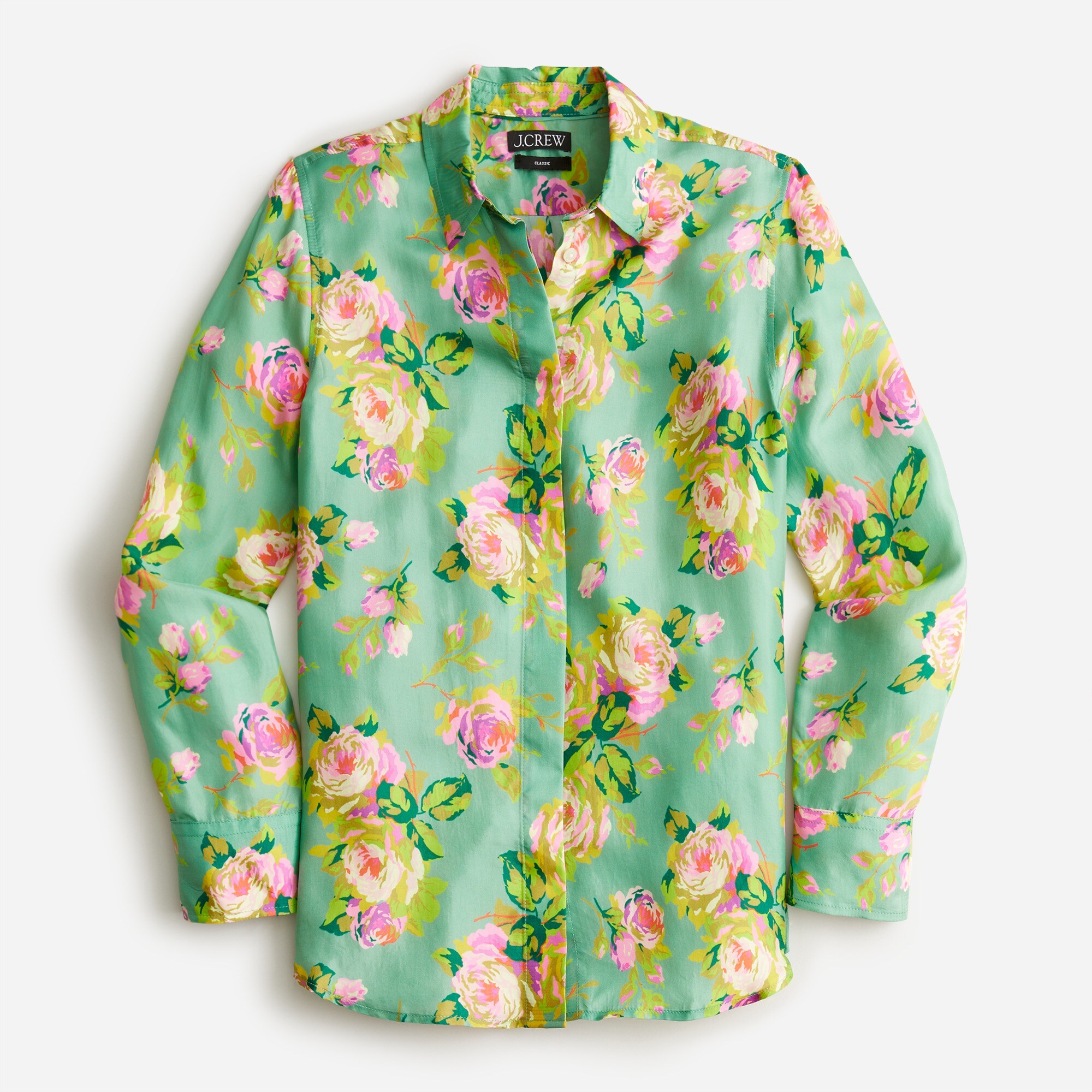 Classic-fit Cupro-blend Shirt In Rose Garden For Women | J.Crew