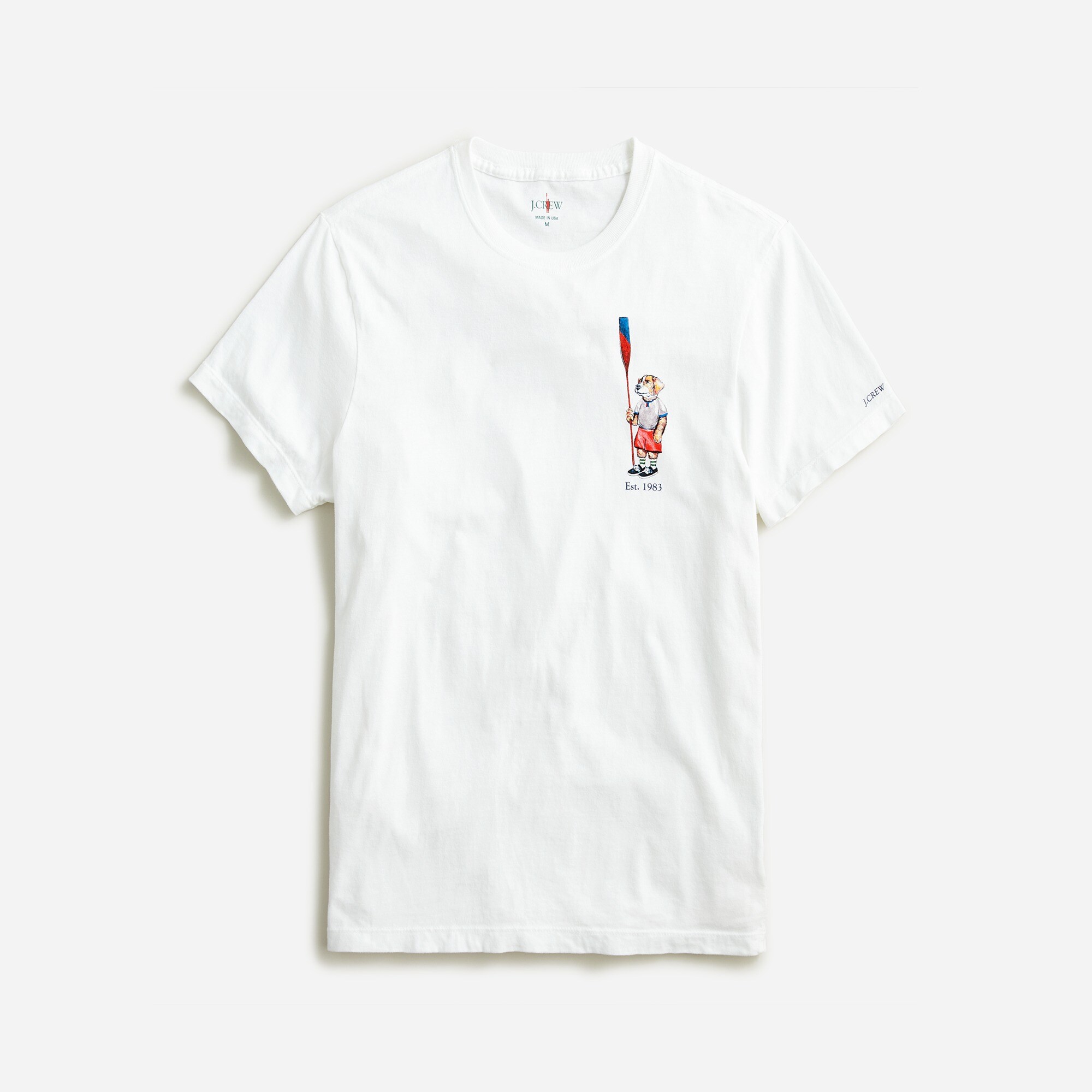 Made-in-the-USA oarsman dog graphic T-shirt