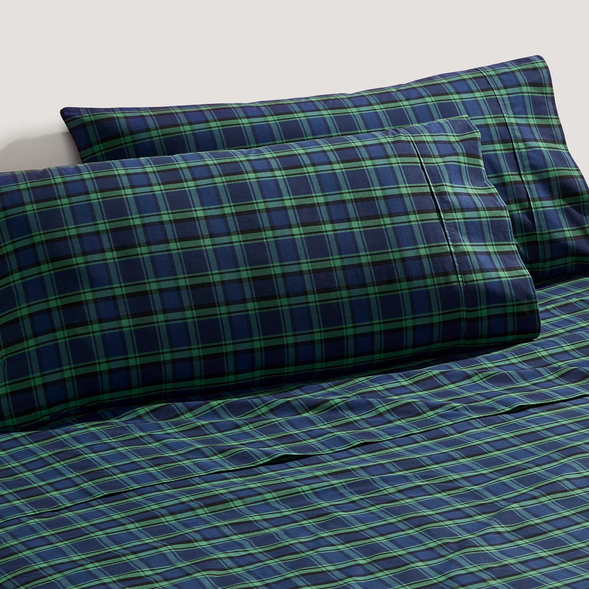Limited-edition queen sheet set in Black Watch tartan