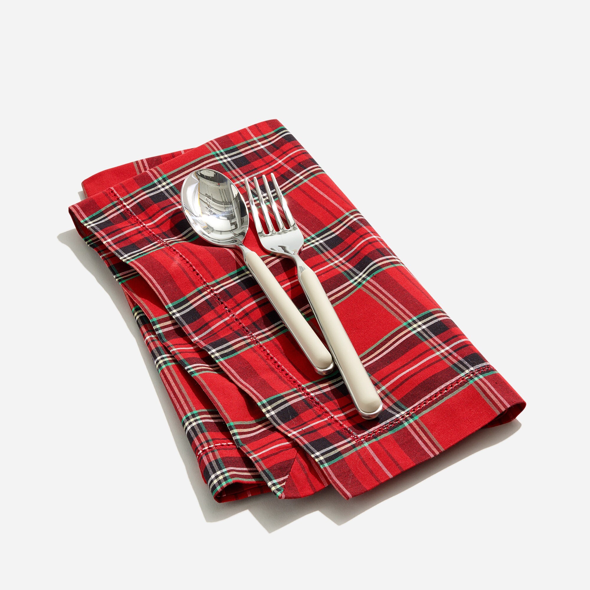 Limited-edition set-of-four napkins in Stewart tartan