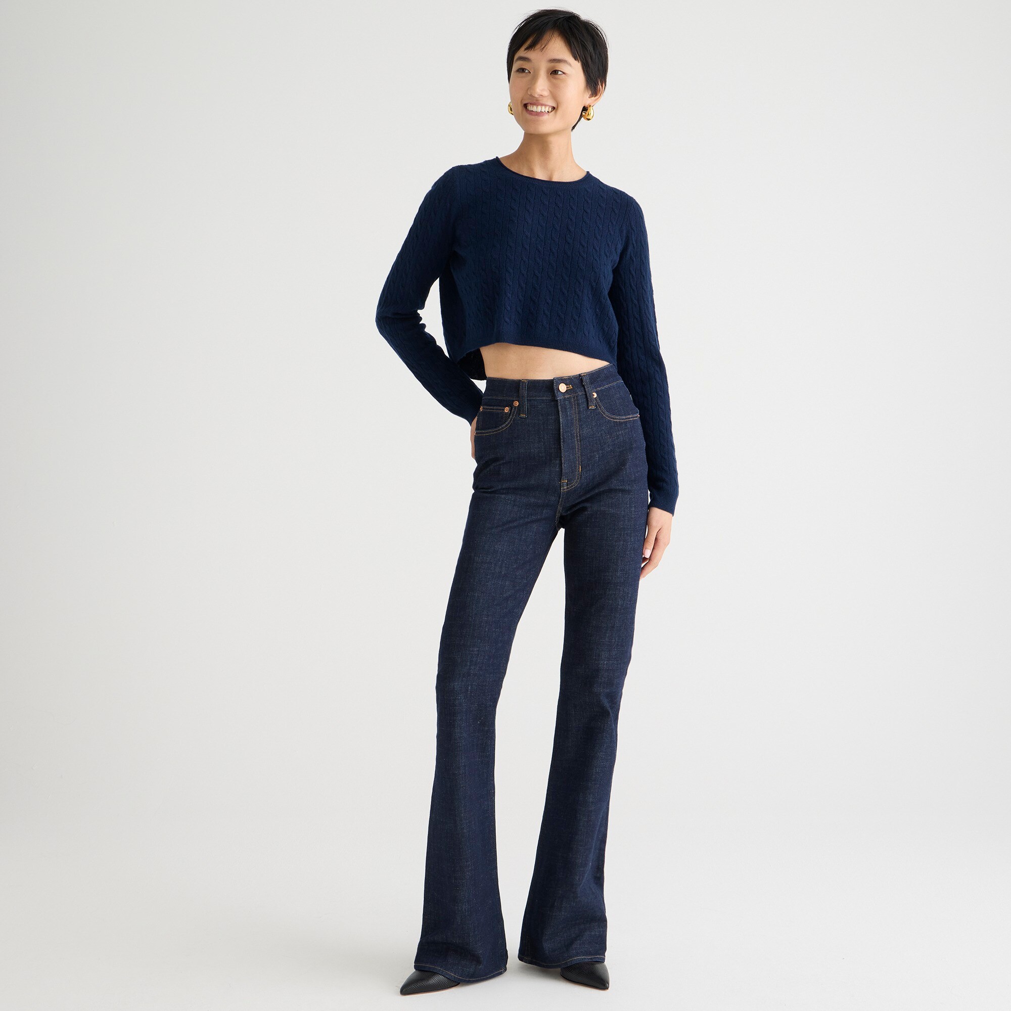 J crew high heel on sale flare jeans