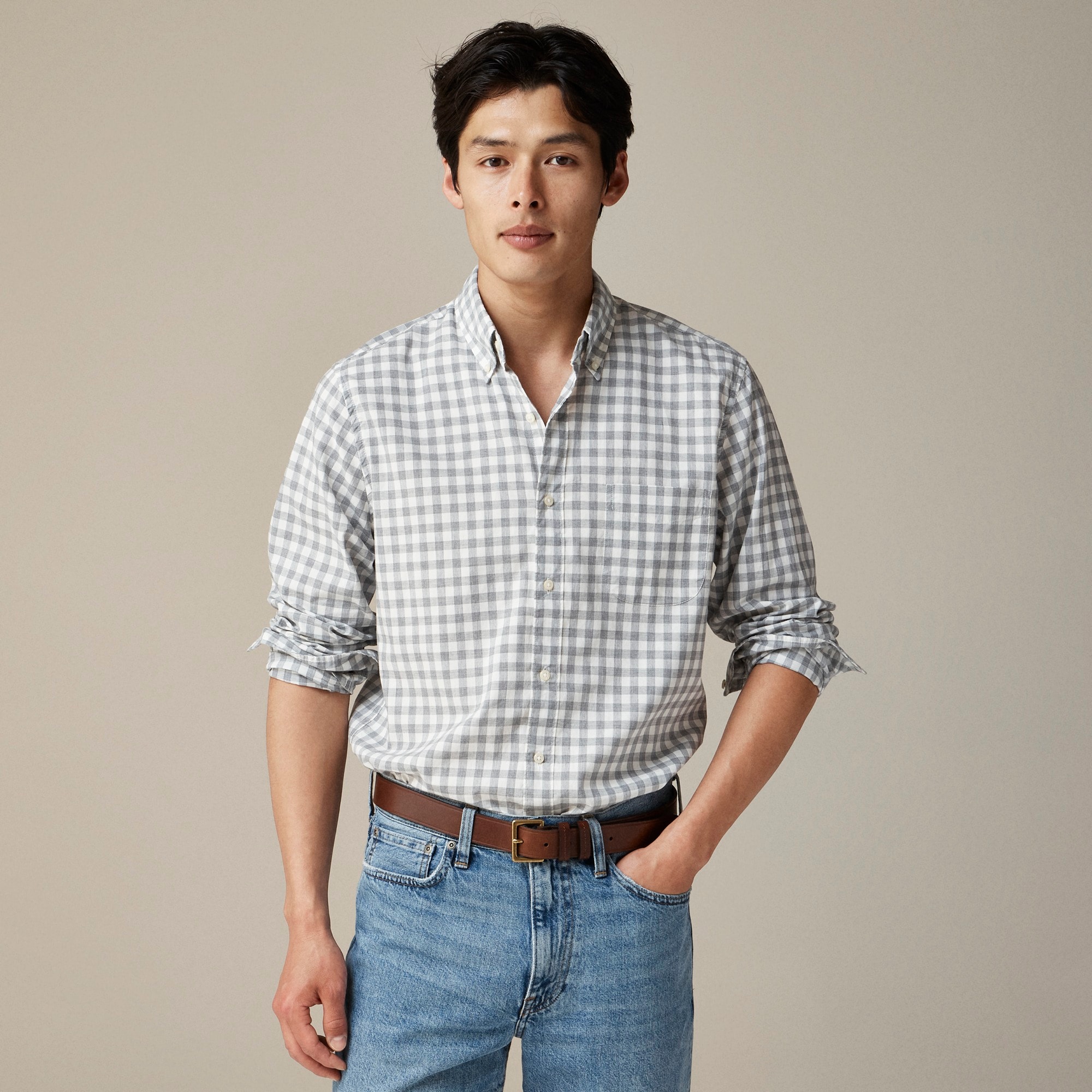 mens Slim Secret Wash cotton poplin shirt