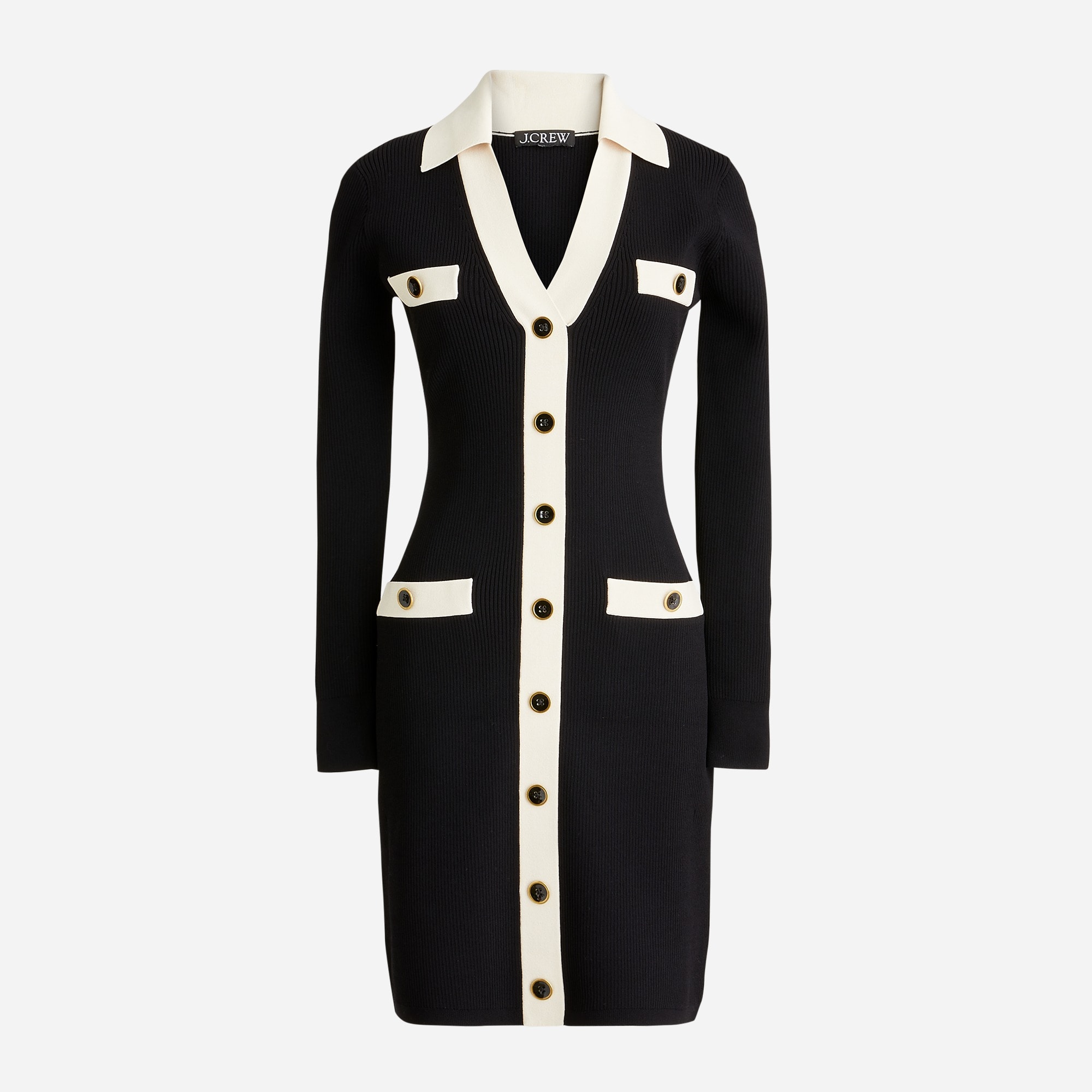 Contrast-trim sweater-dress