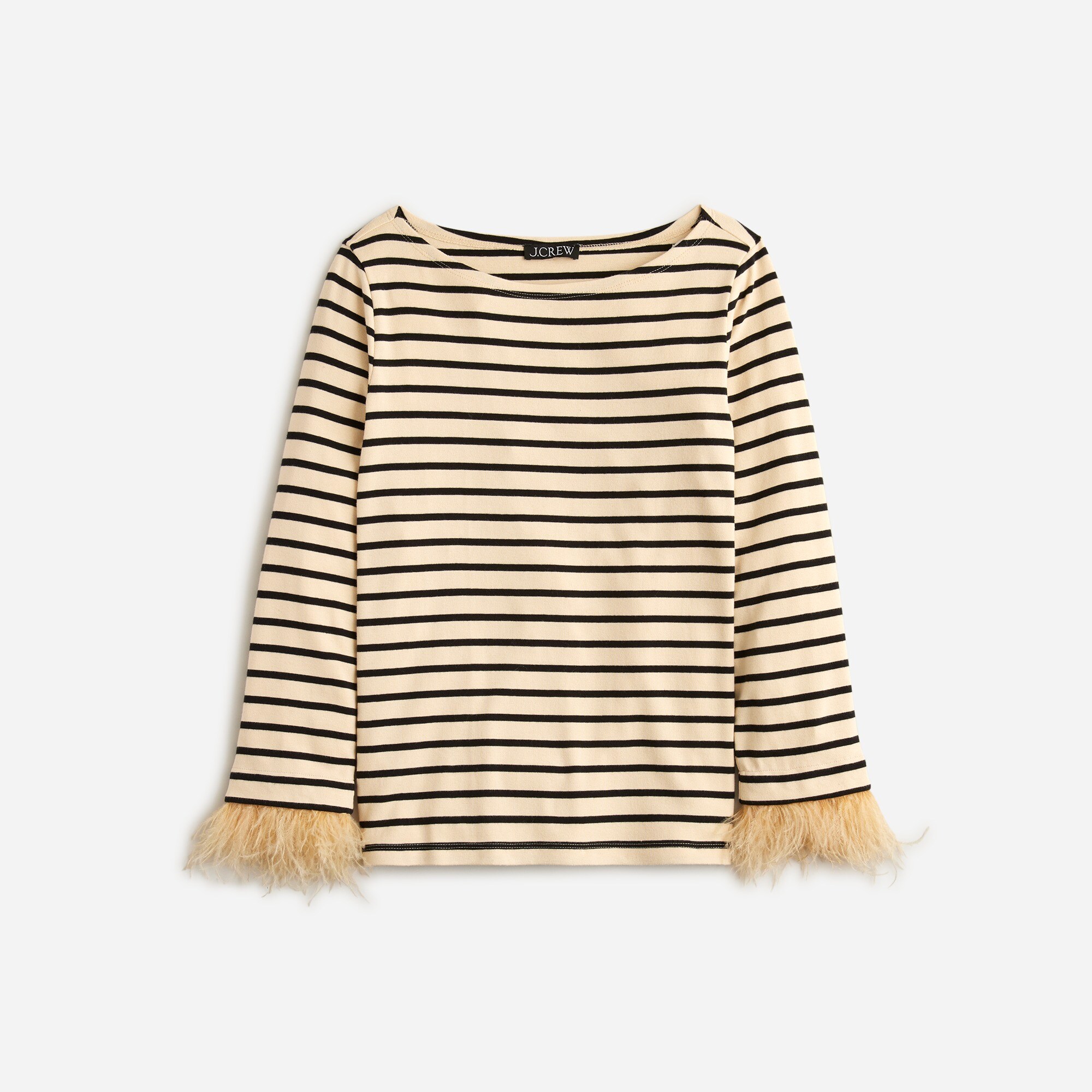 Feather-trim Long-sleeve Shirt In Stripe For Women | J.Crew