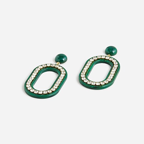 womens Made-in-Italy jeweled oval earrings
