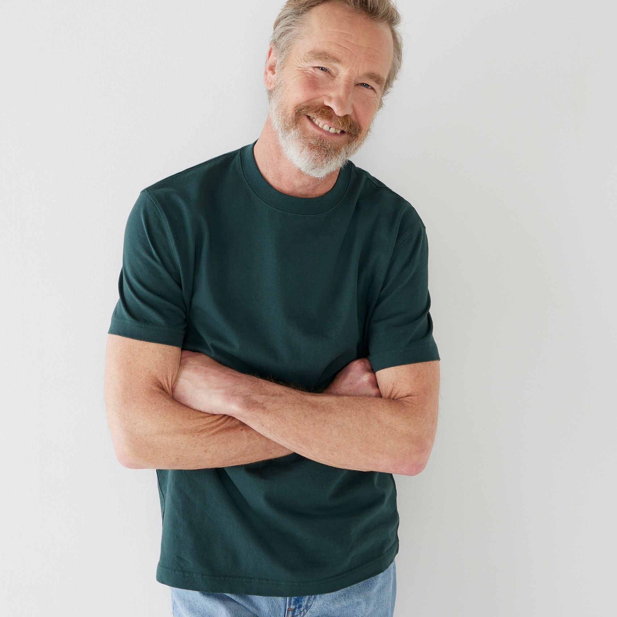 mens Relaxed premium-weight cotton no-pocket T-shirt