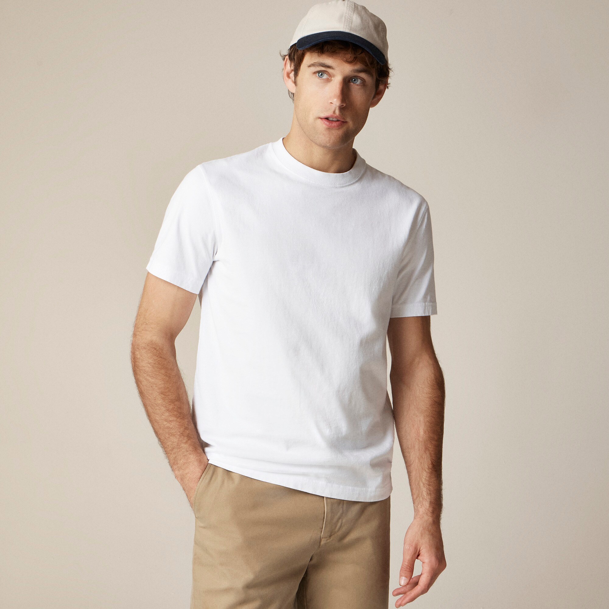 mens Relaxed premium-weight cotton no-pocket T-shirt