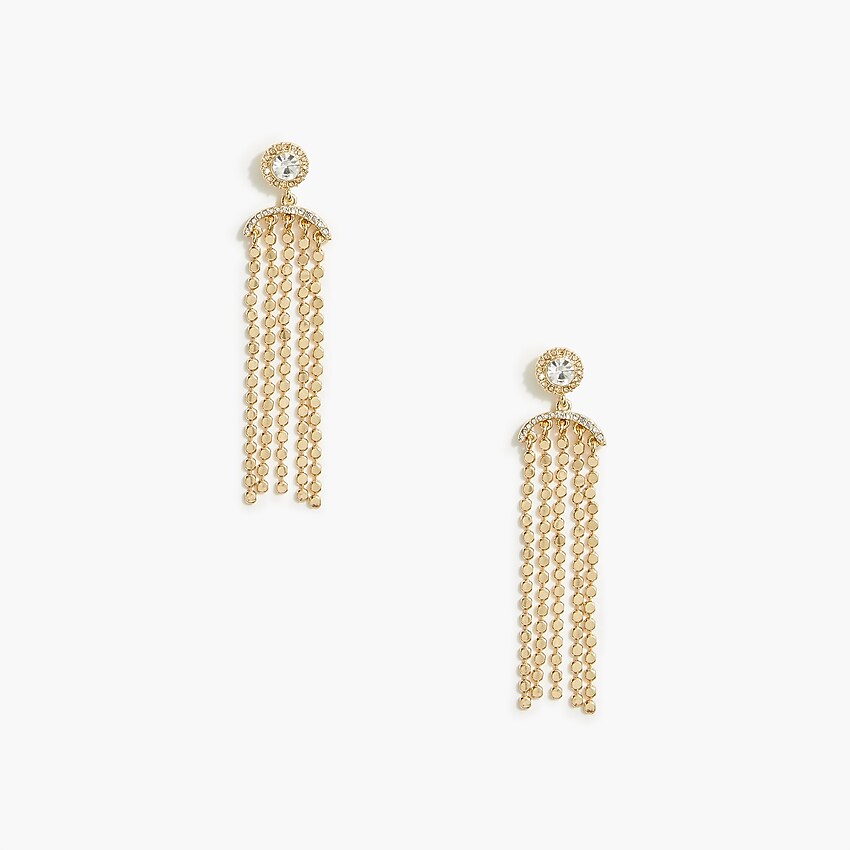 factory: gold crystal waterfall drop earrings for women, right side, view zoomed