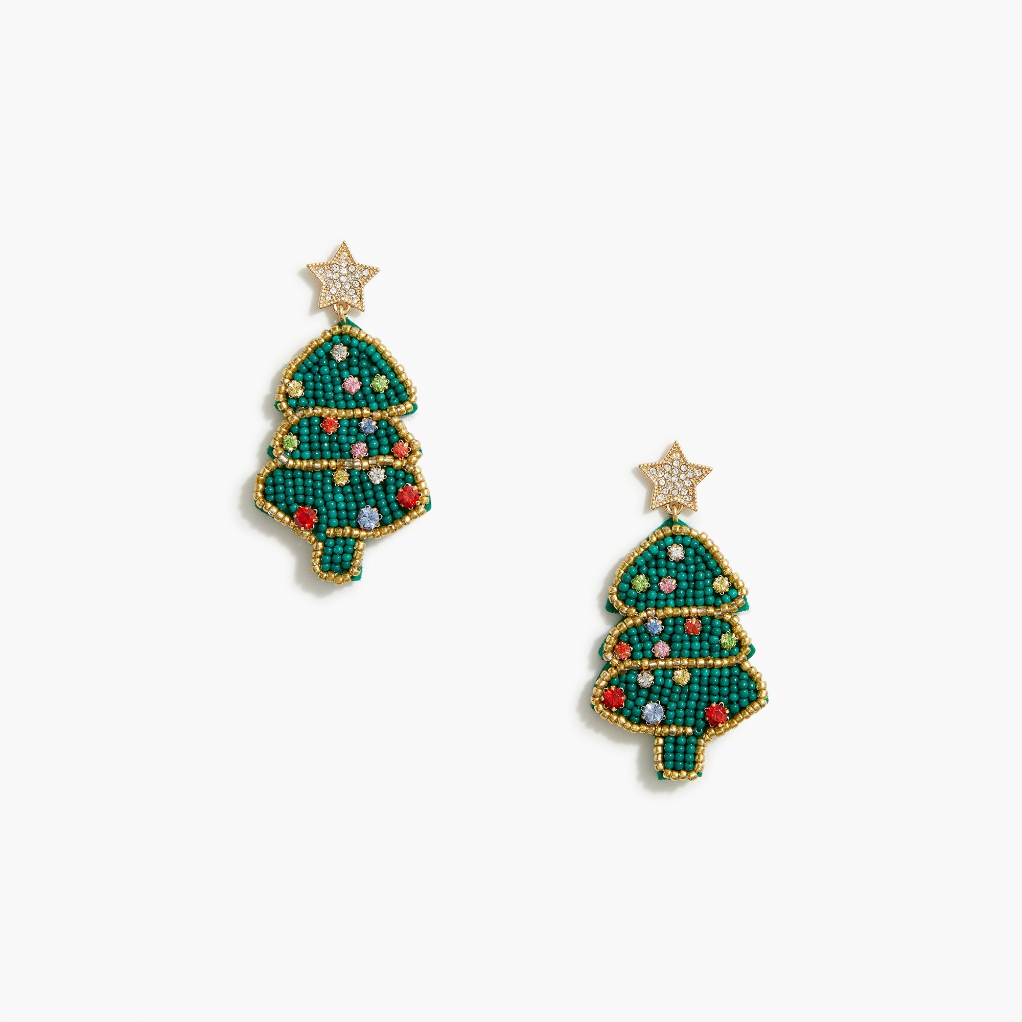 Beaded Christmas tree earrings
