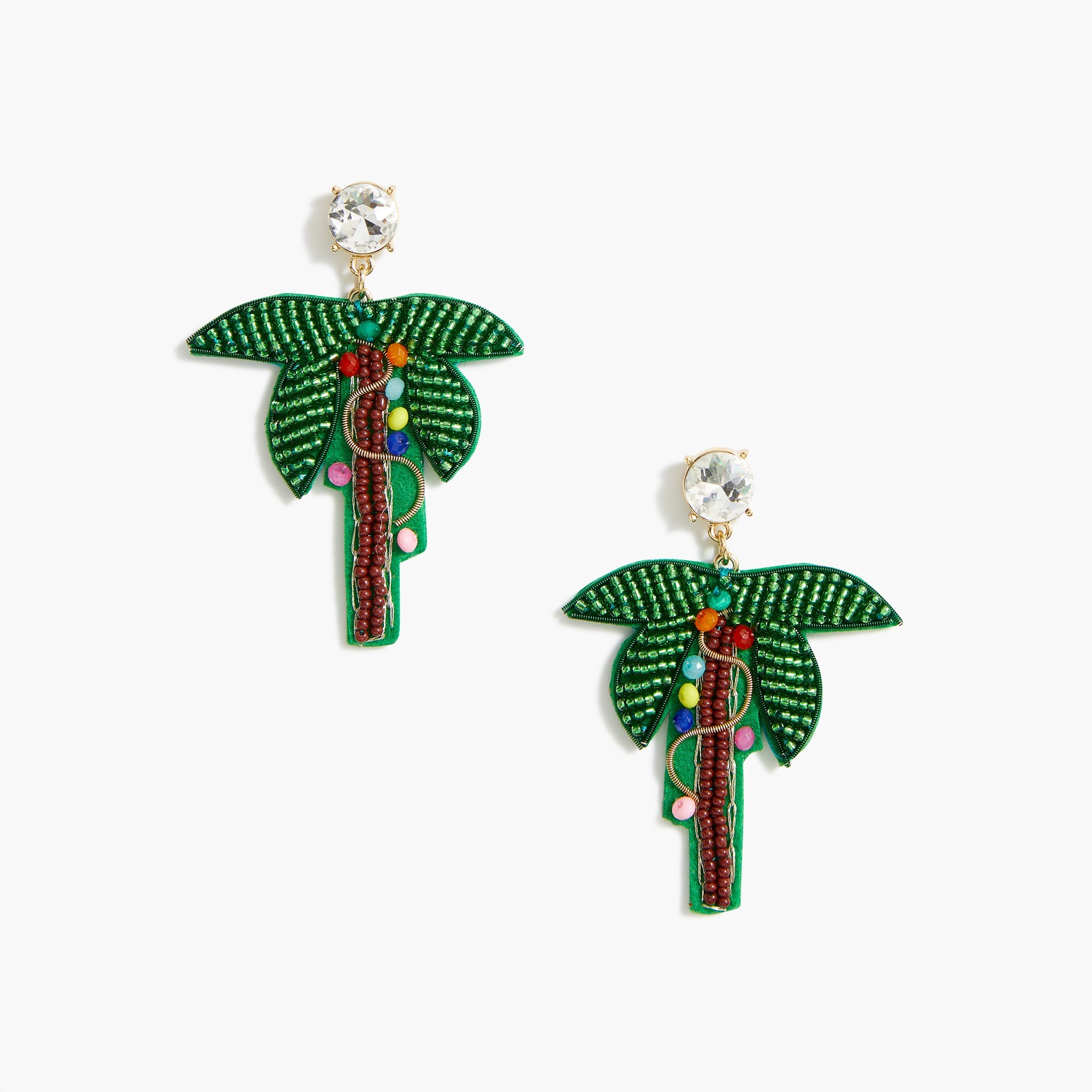 Beaded holiday palm tree earrings