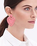 Beaded heart statement earrings