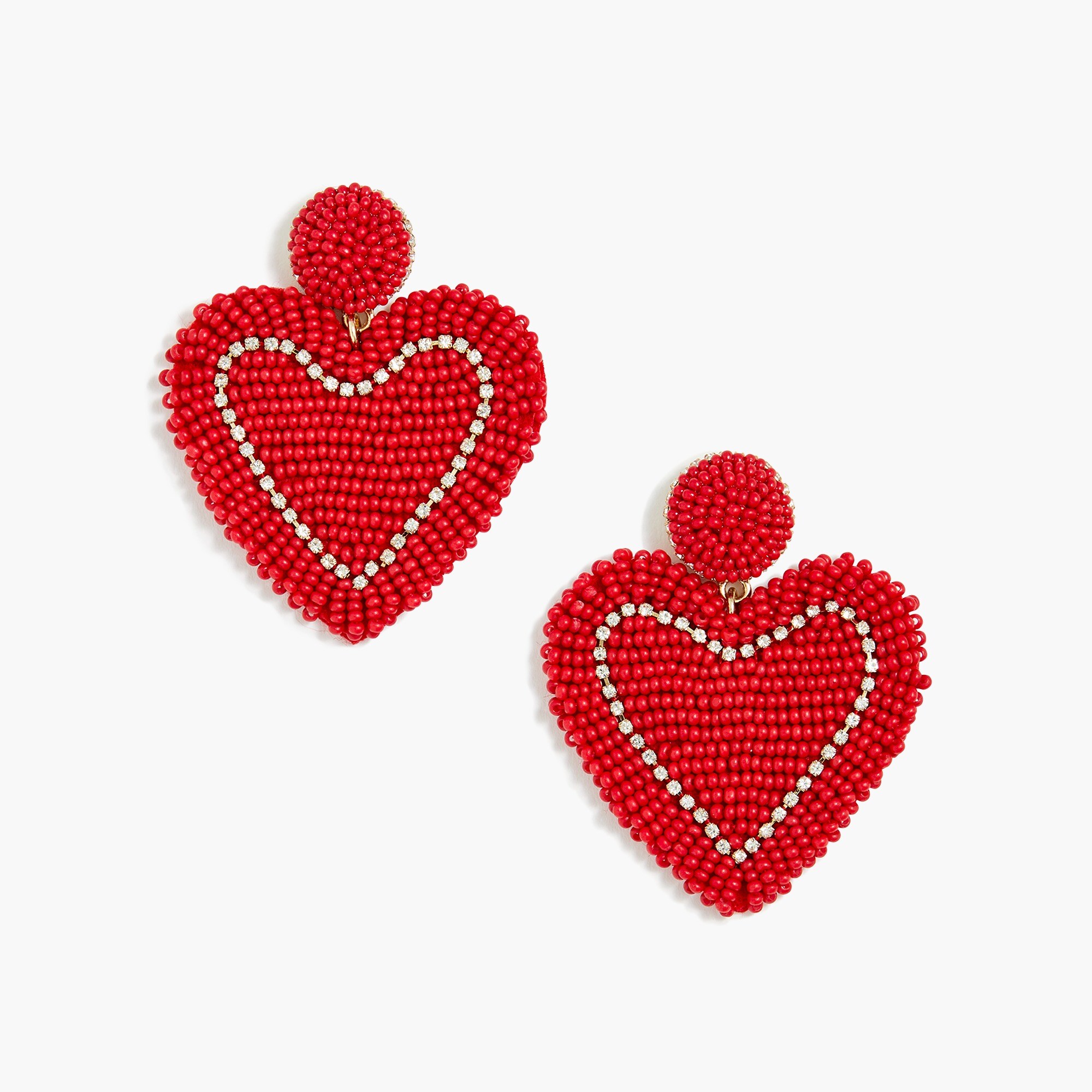 Beaded heart statement earrings