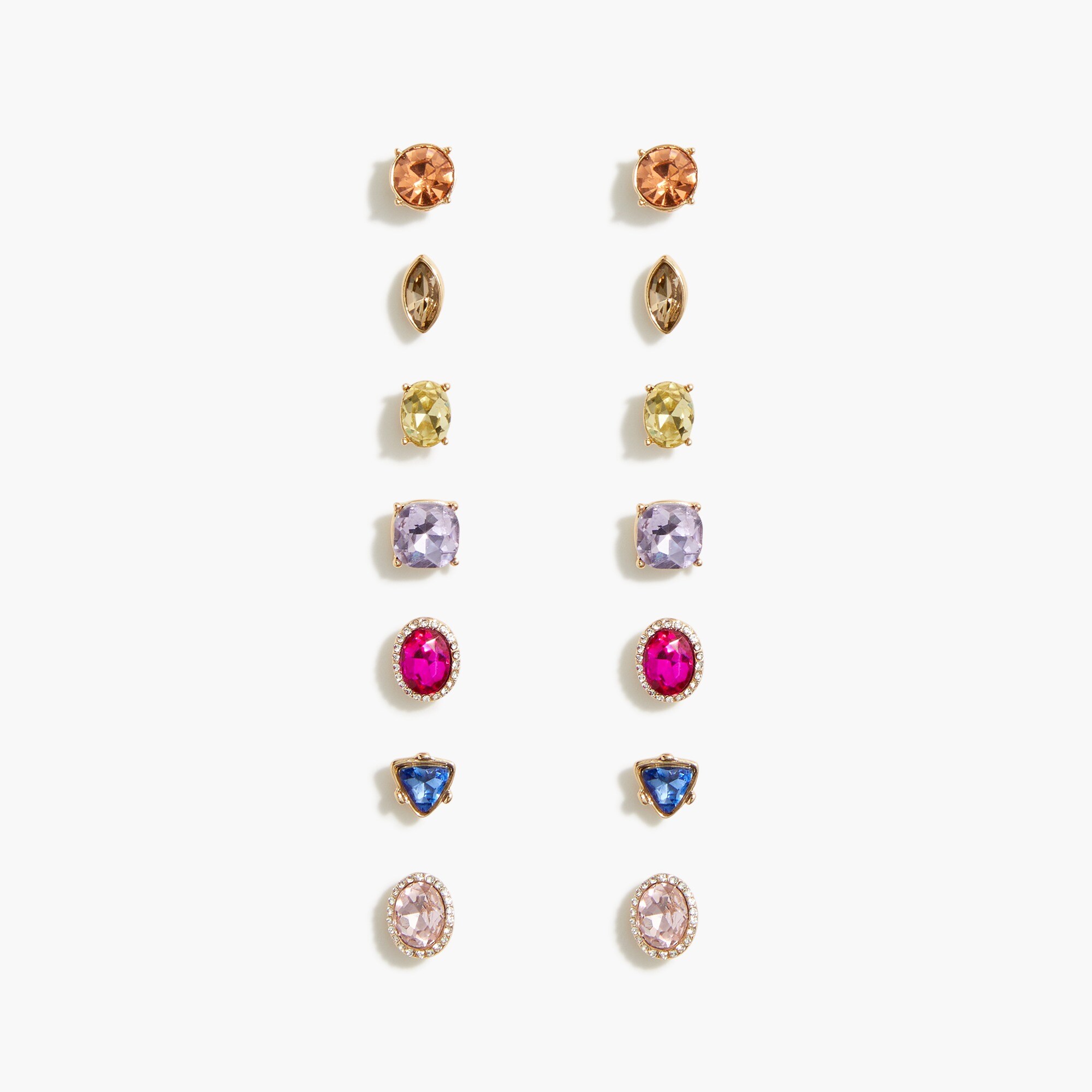 Multicolor gem stud earrings set-of-seven