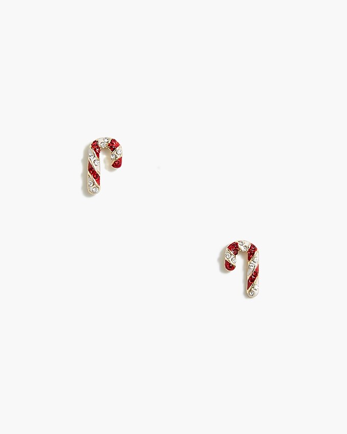 factory: candy cane stud earrings for women, right side, view zoomed