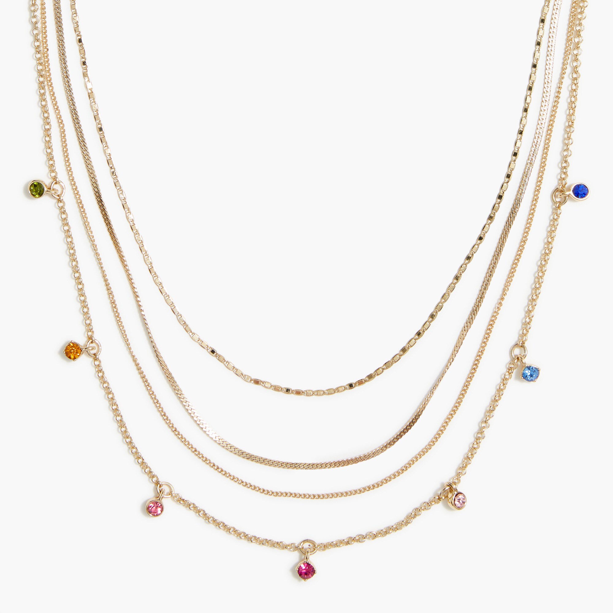 Rainbow gem layering necklace