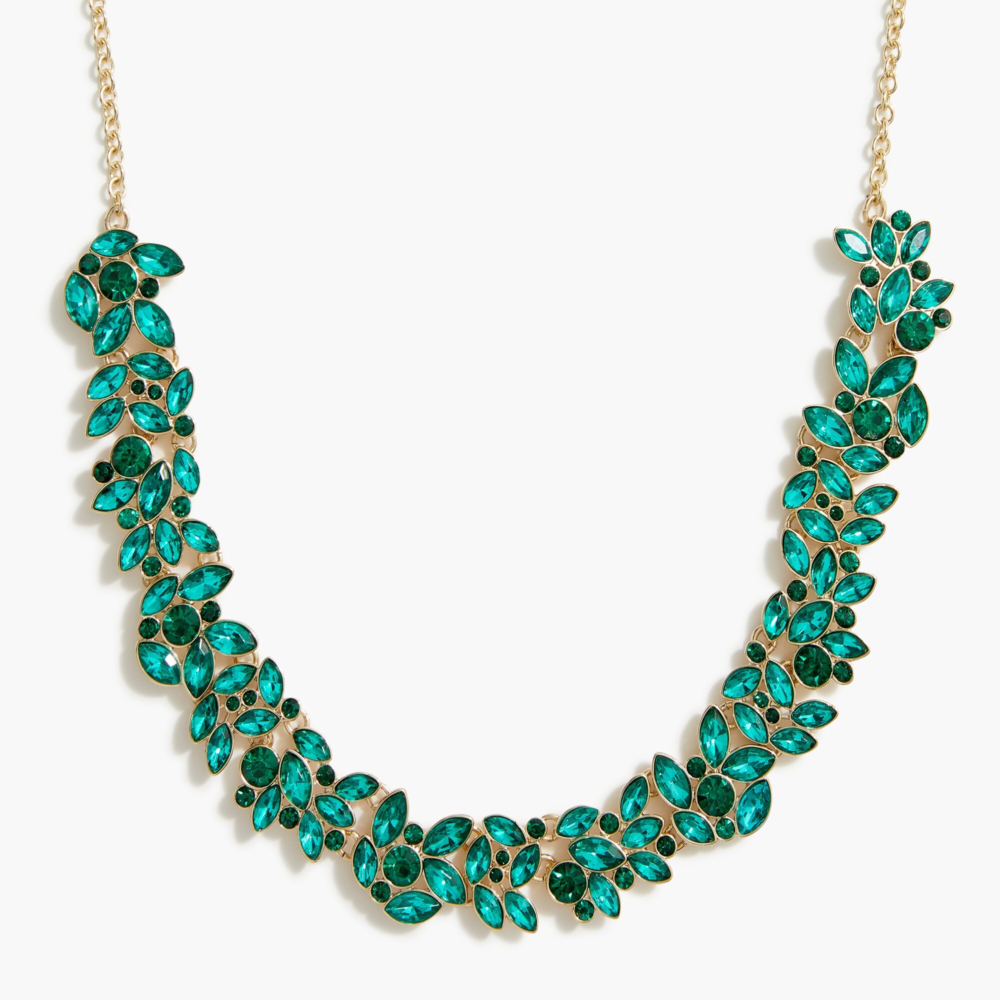 Crystal leaf statement necklace
