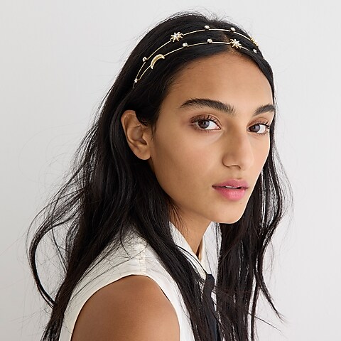 womens Celestial wire headband with pav&eacute; crystals