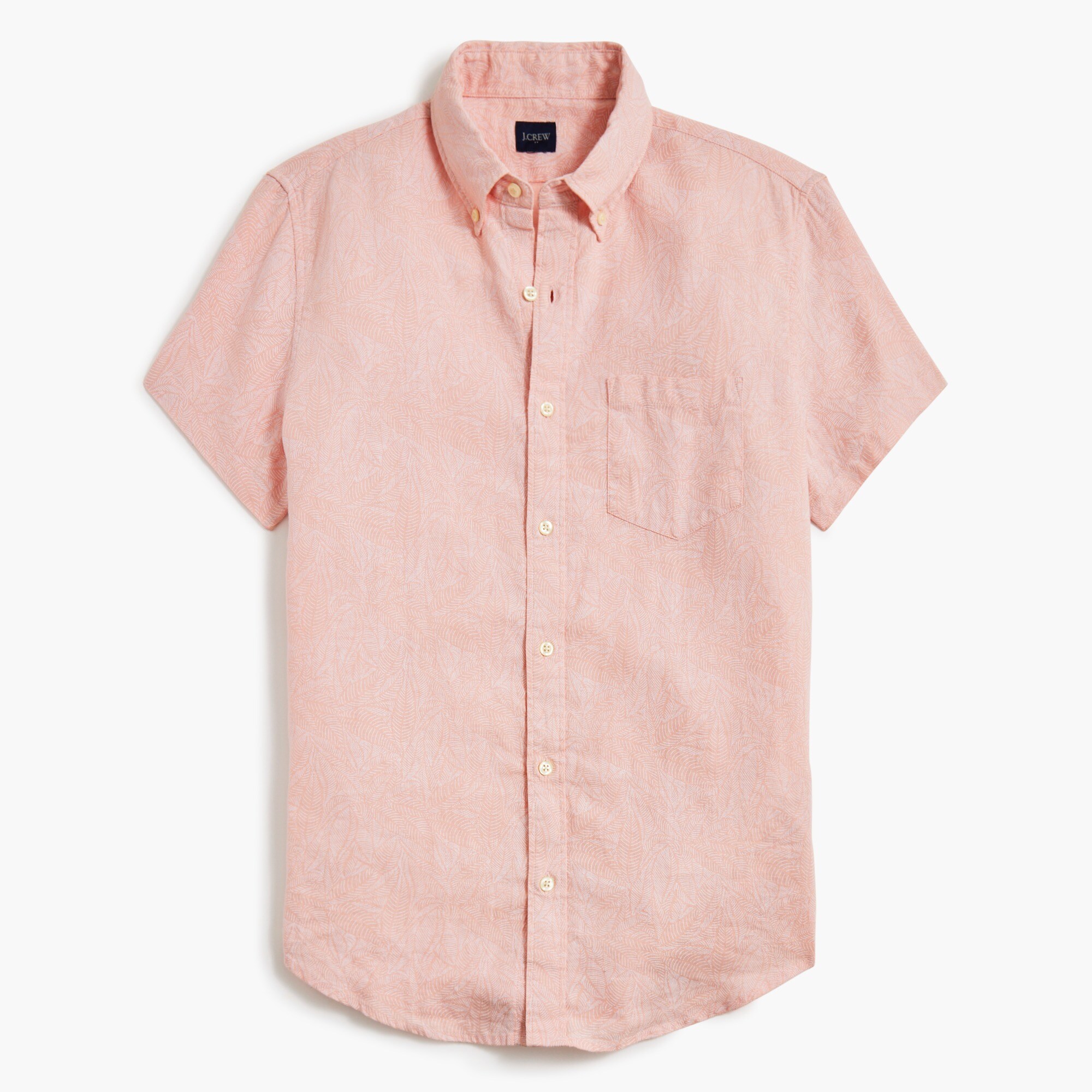  Printed short-sleeve linen-blend shirt