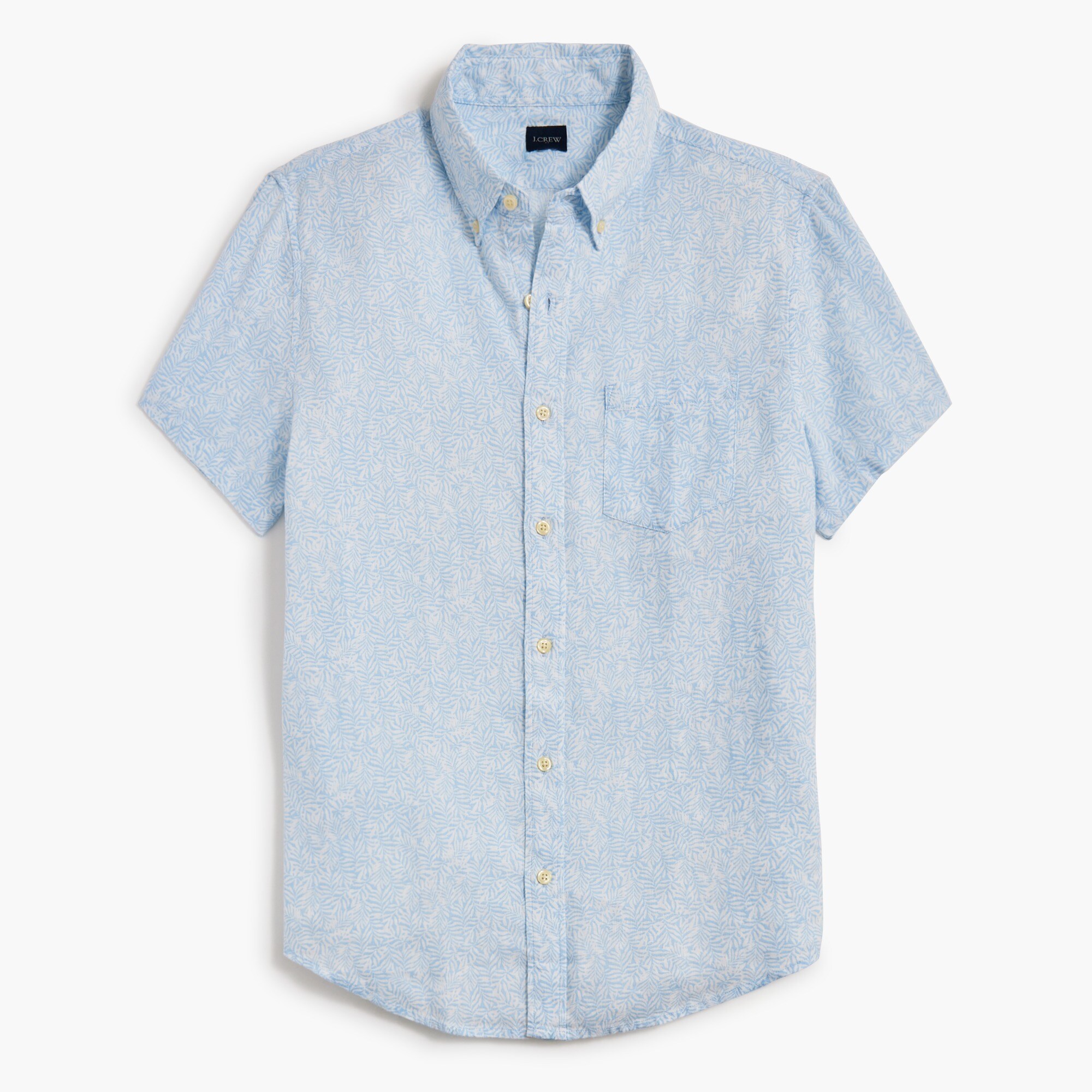 mens Printed short-sleeve linen-blend shirt
