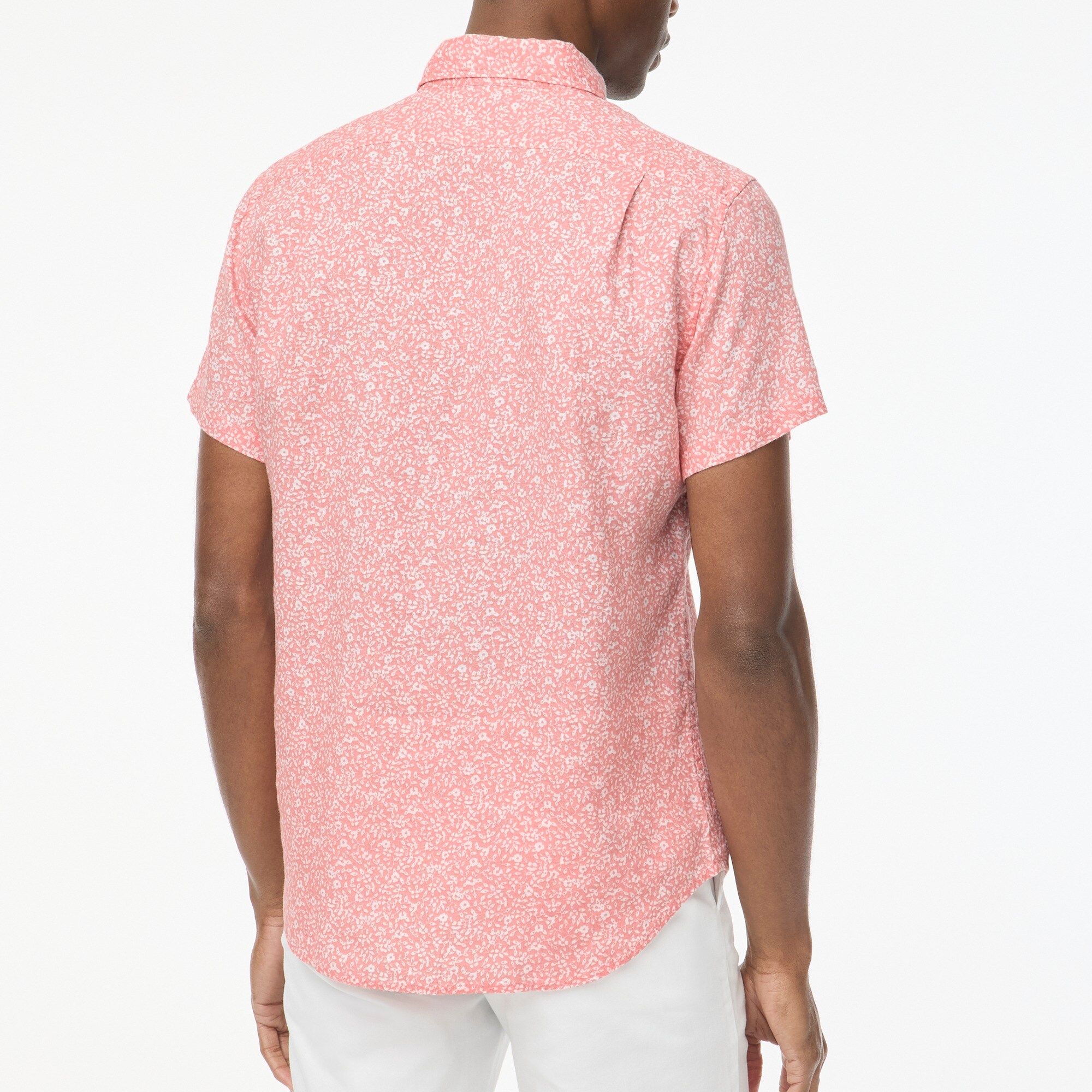 Printed short-sleeve linen-blend shirt