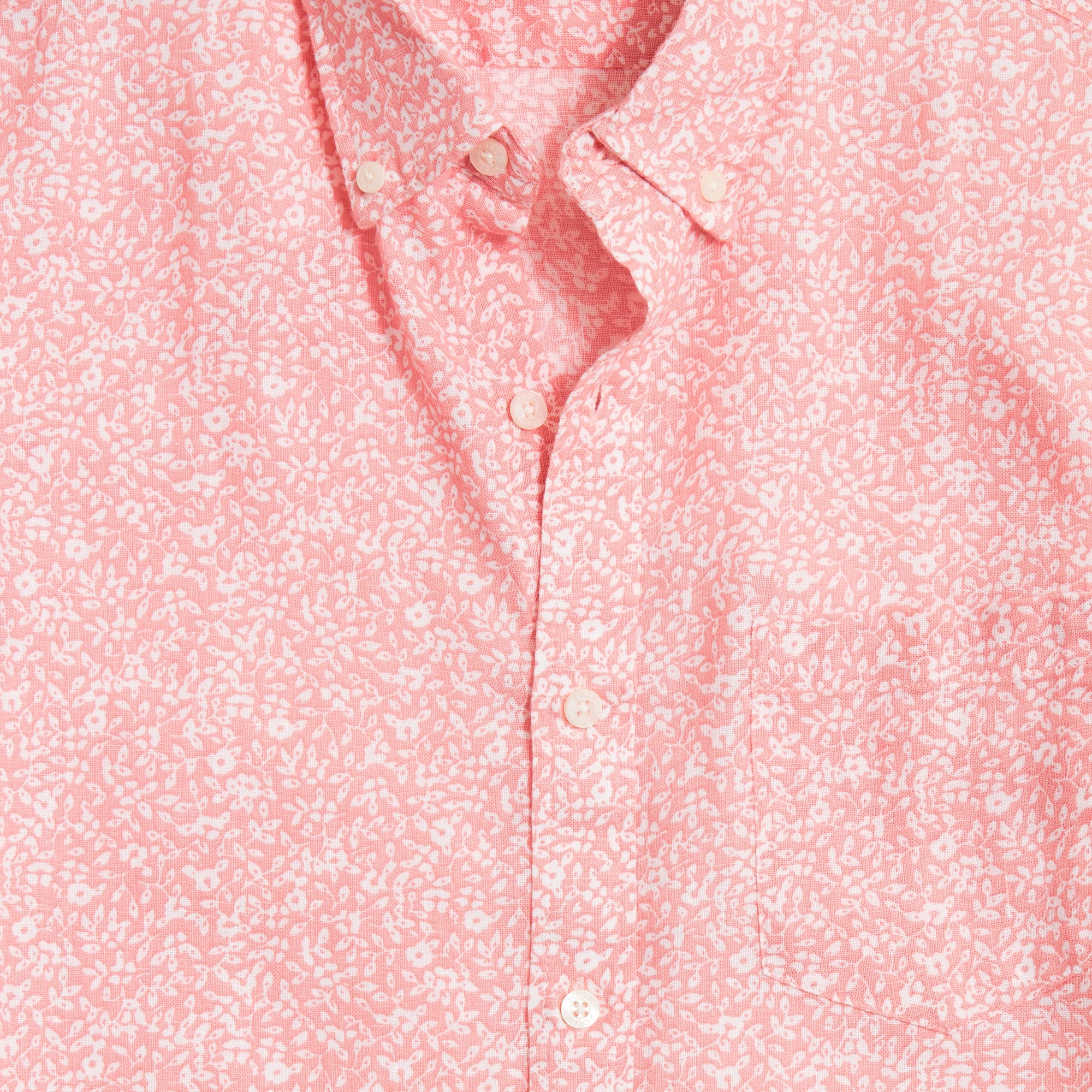Printed short-sleeve linen-blend shirt