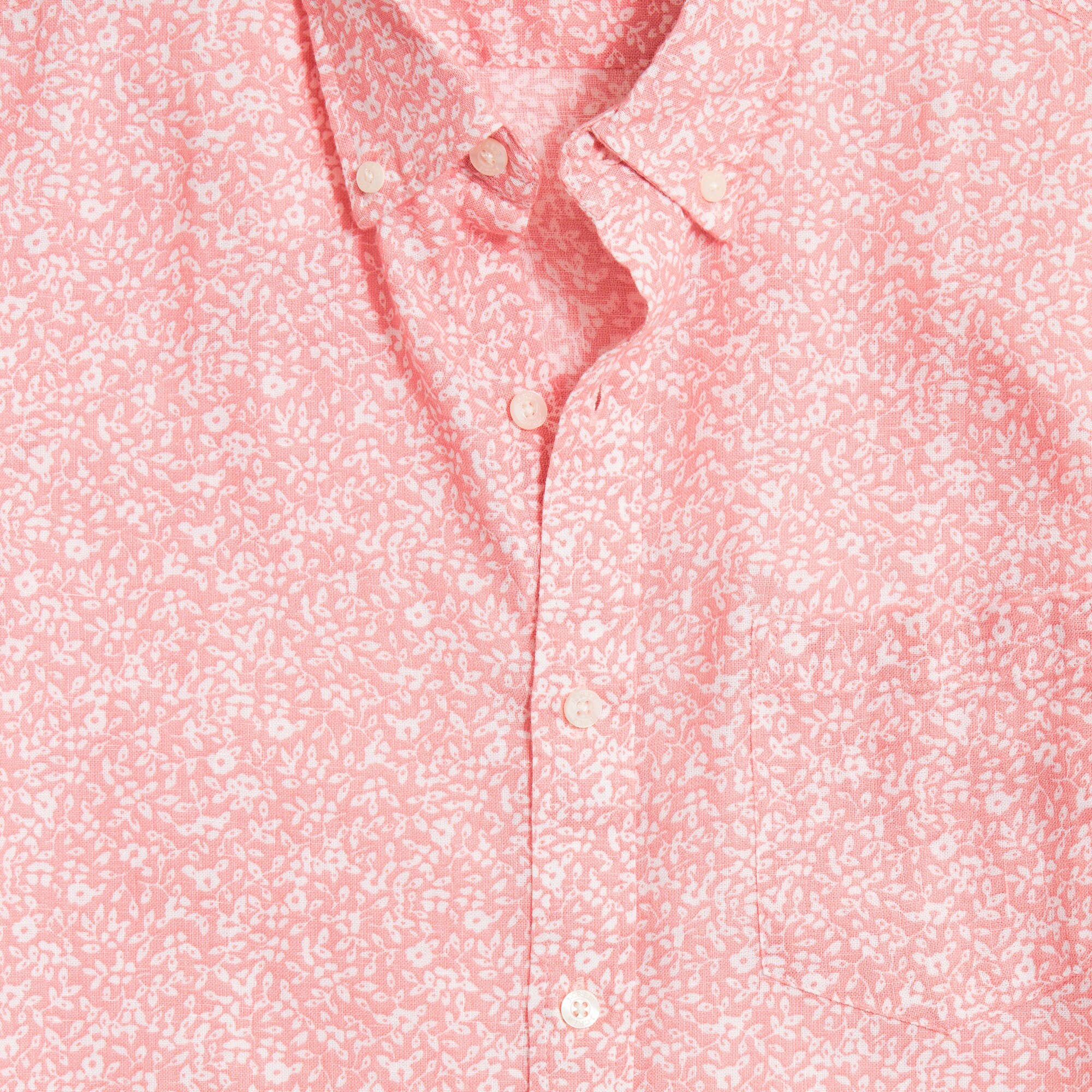 Printed short-sleeve linen-blend shirt