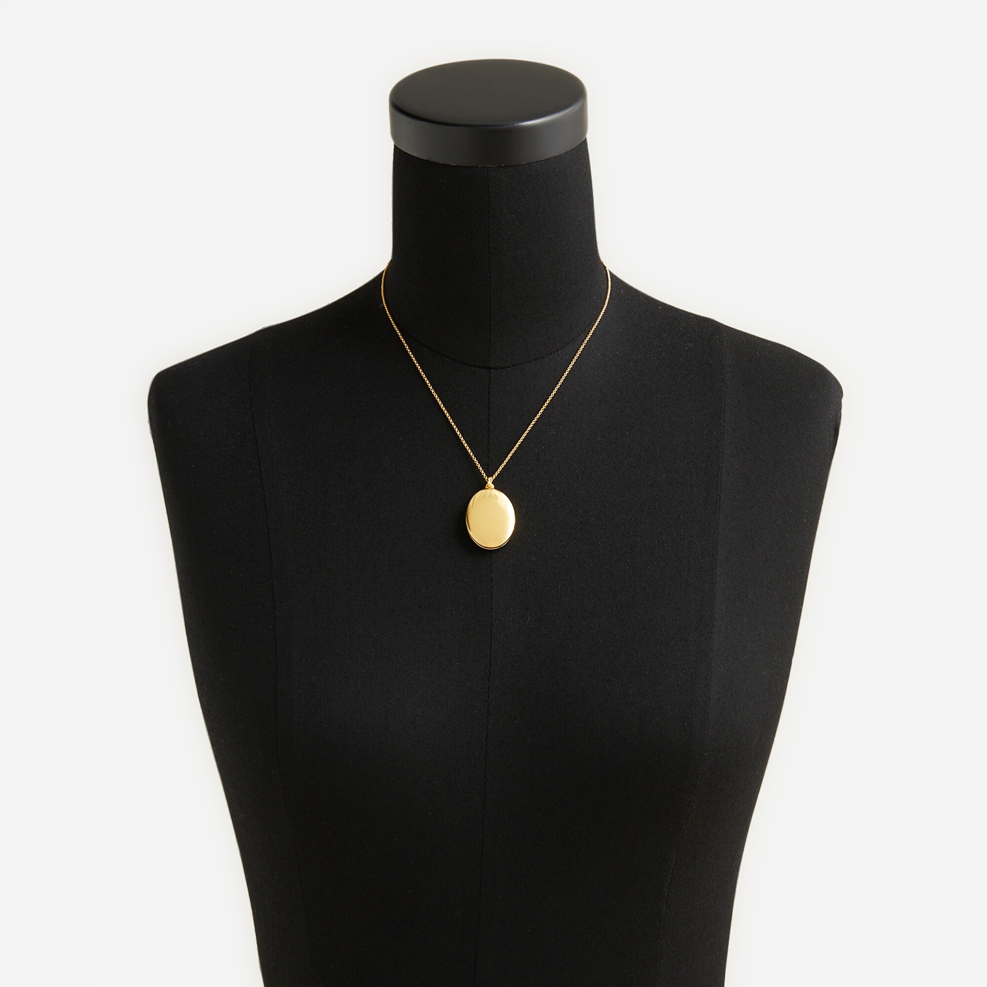 Dainty gold-plated oval locket necklace
