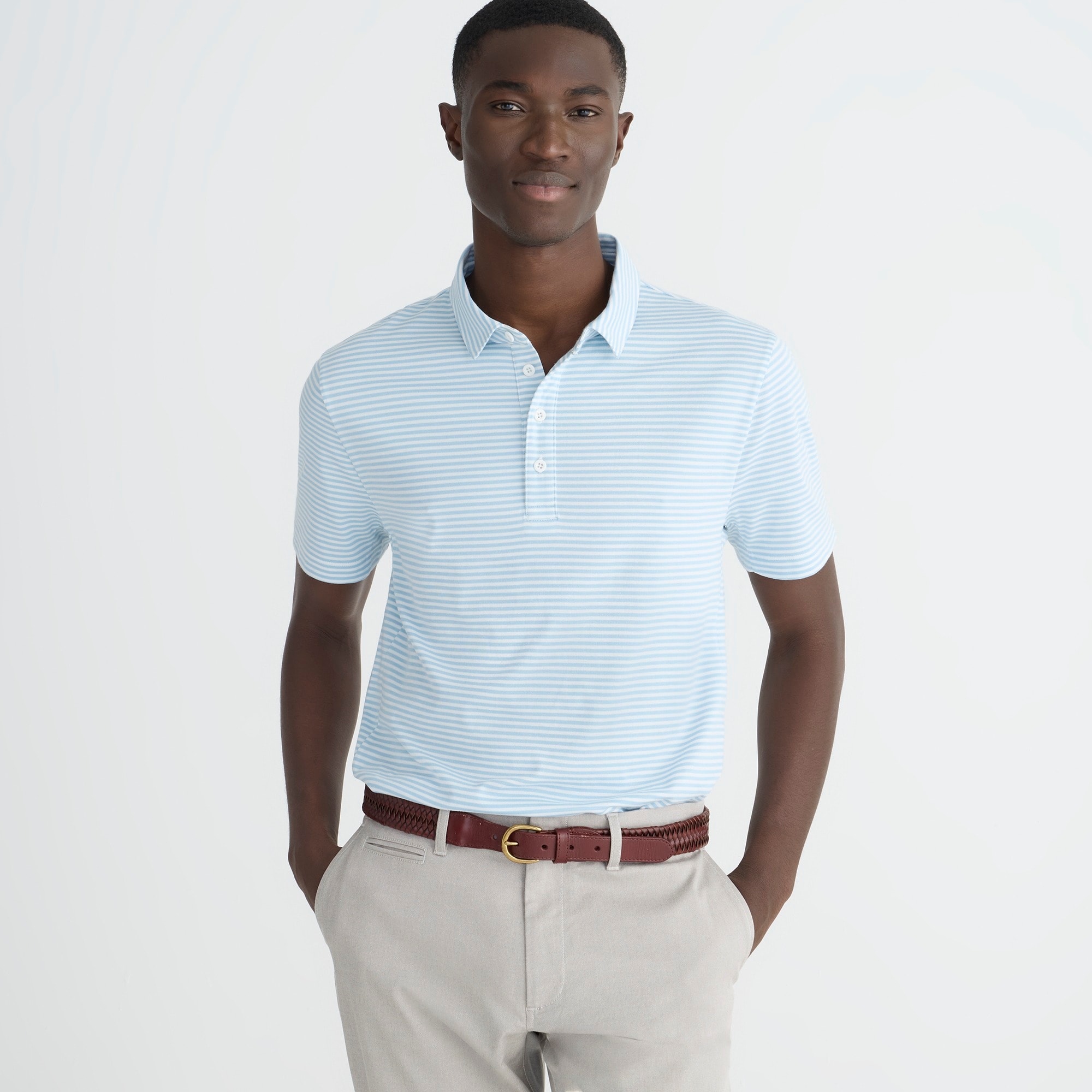 mens Classic Untucked performance polo shirt with COOLMAX&reg; technology in stripe