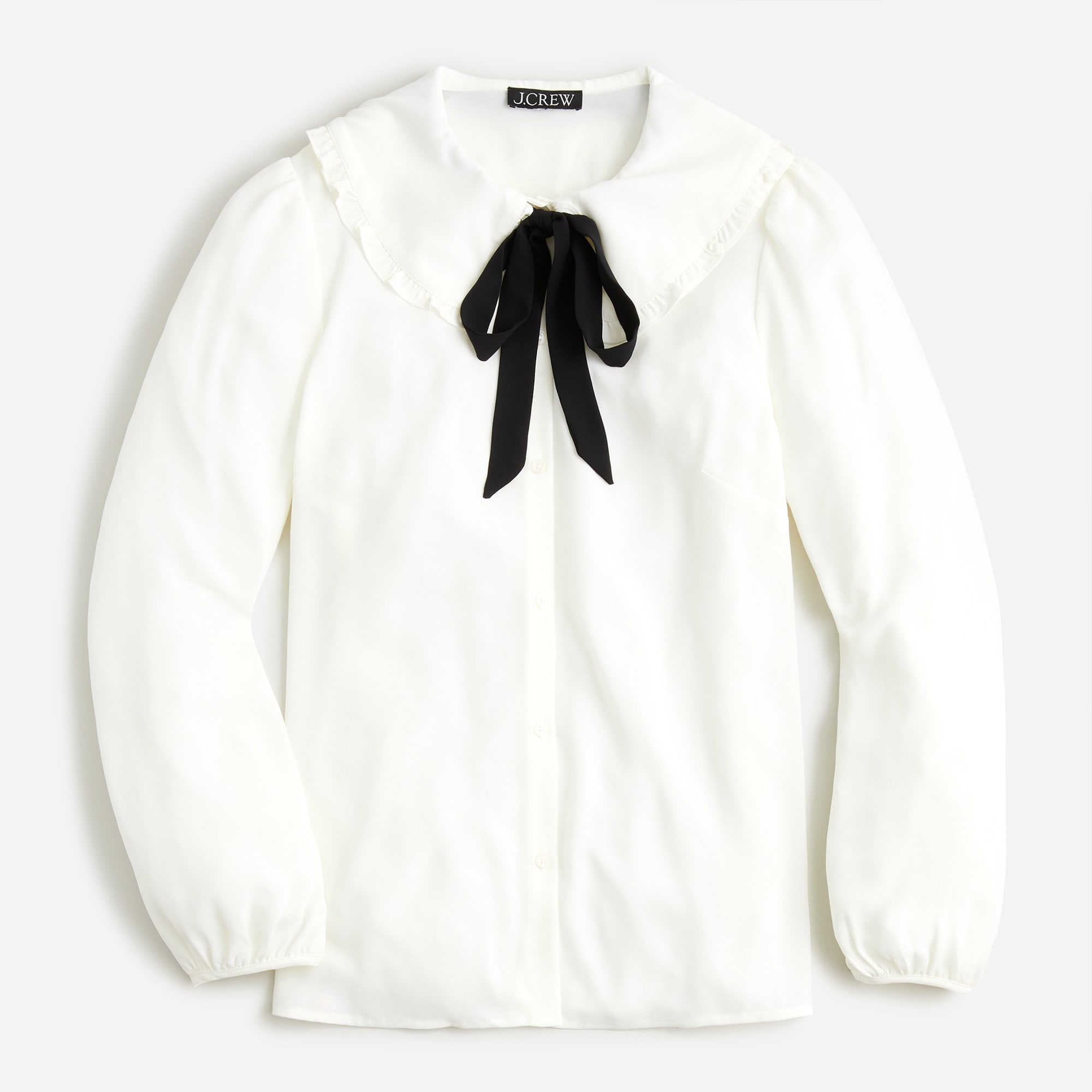 J.Crew Drapey Ruffle collar Button up Shirt For Women