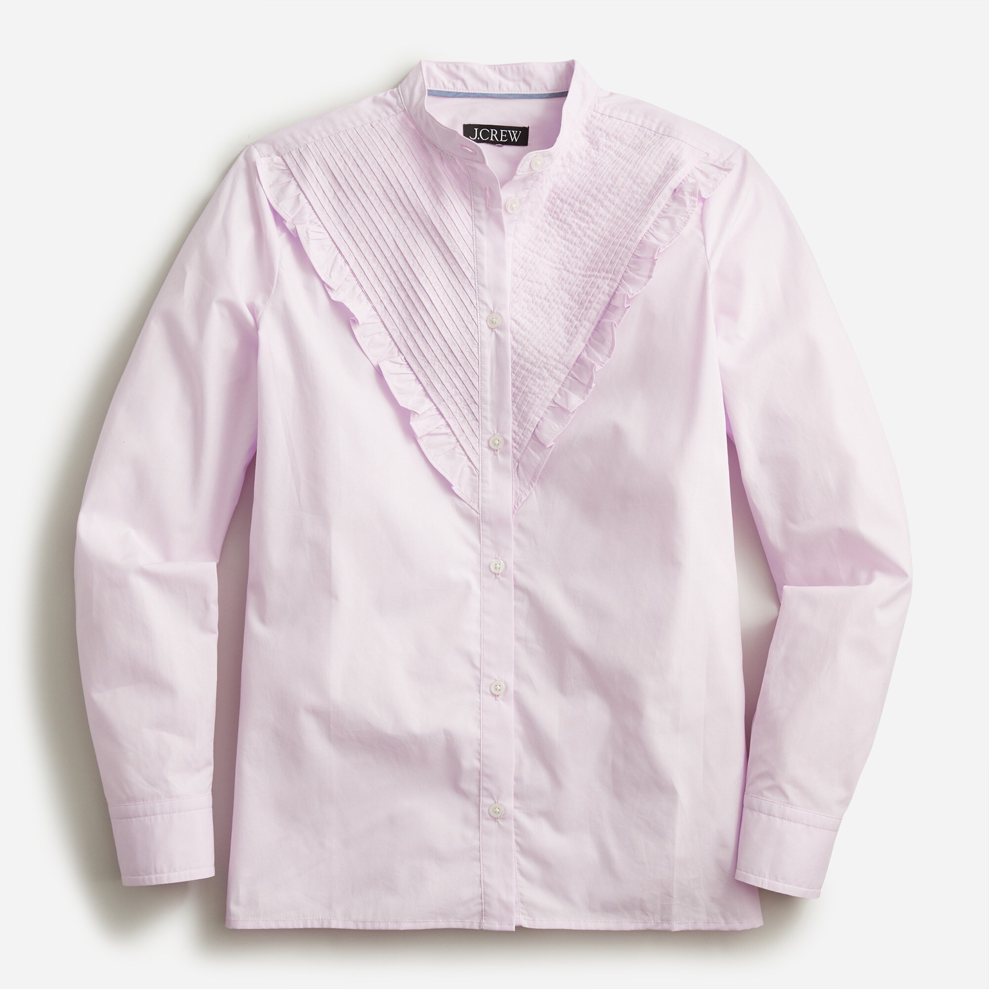  Ruffle-trim cotton poplin button-up