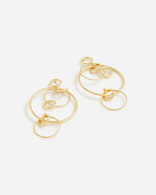 womens Dainty gold-plated drop-hoop earrings