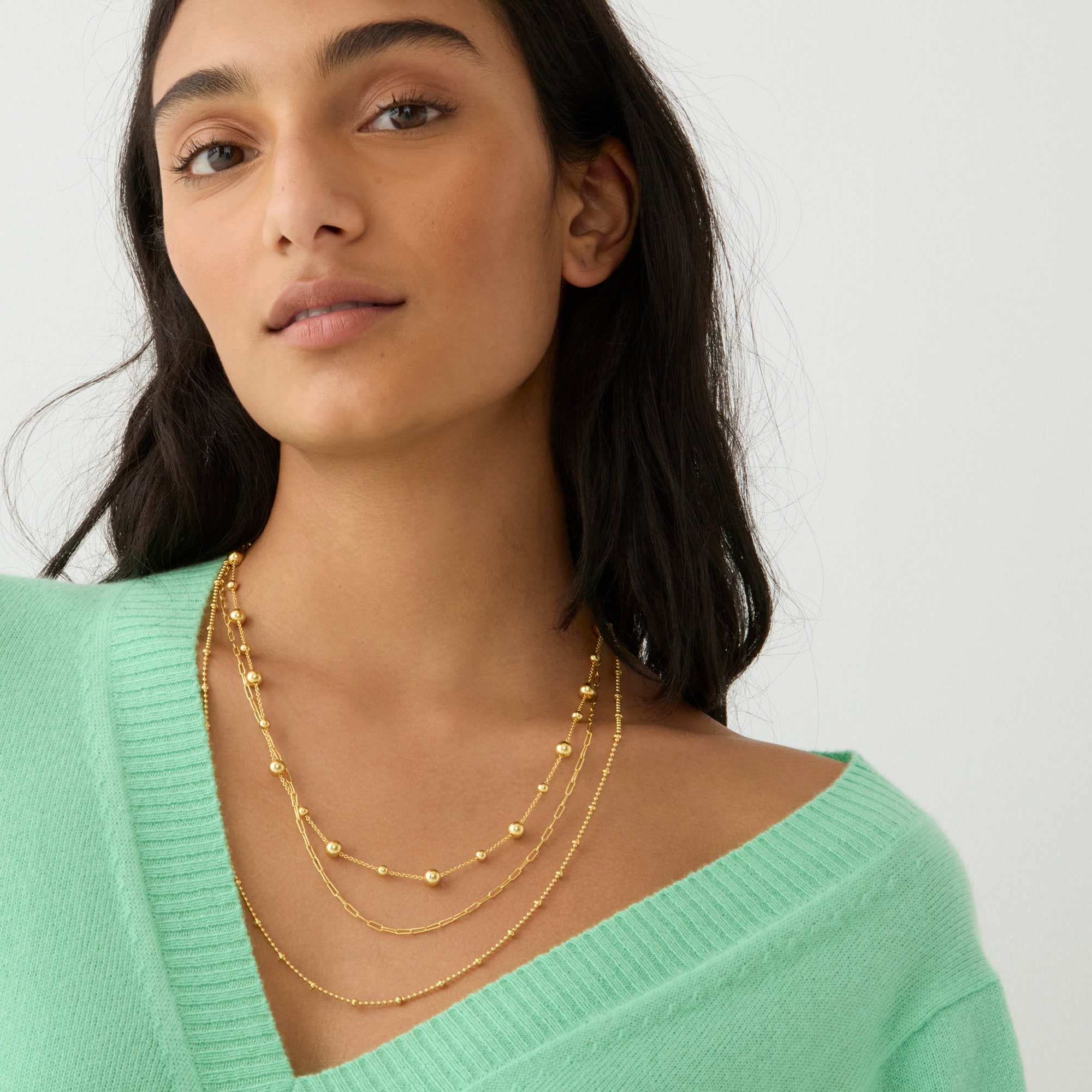 womens Dainty gold-plated layered necklace