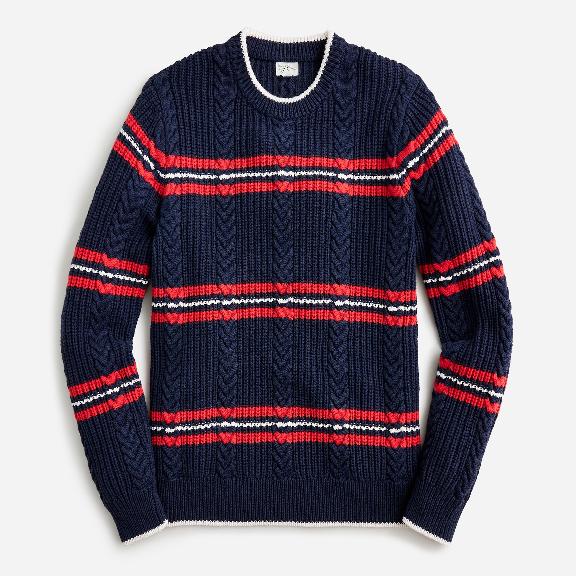 Heritage Cotton Cable-knit Sweater In Stripe For Men | J.Crew