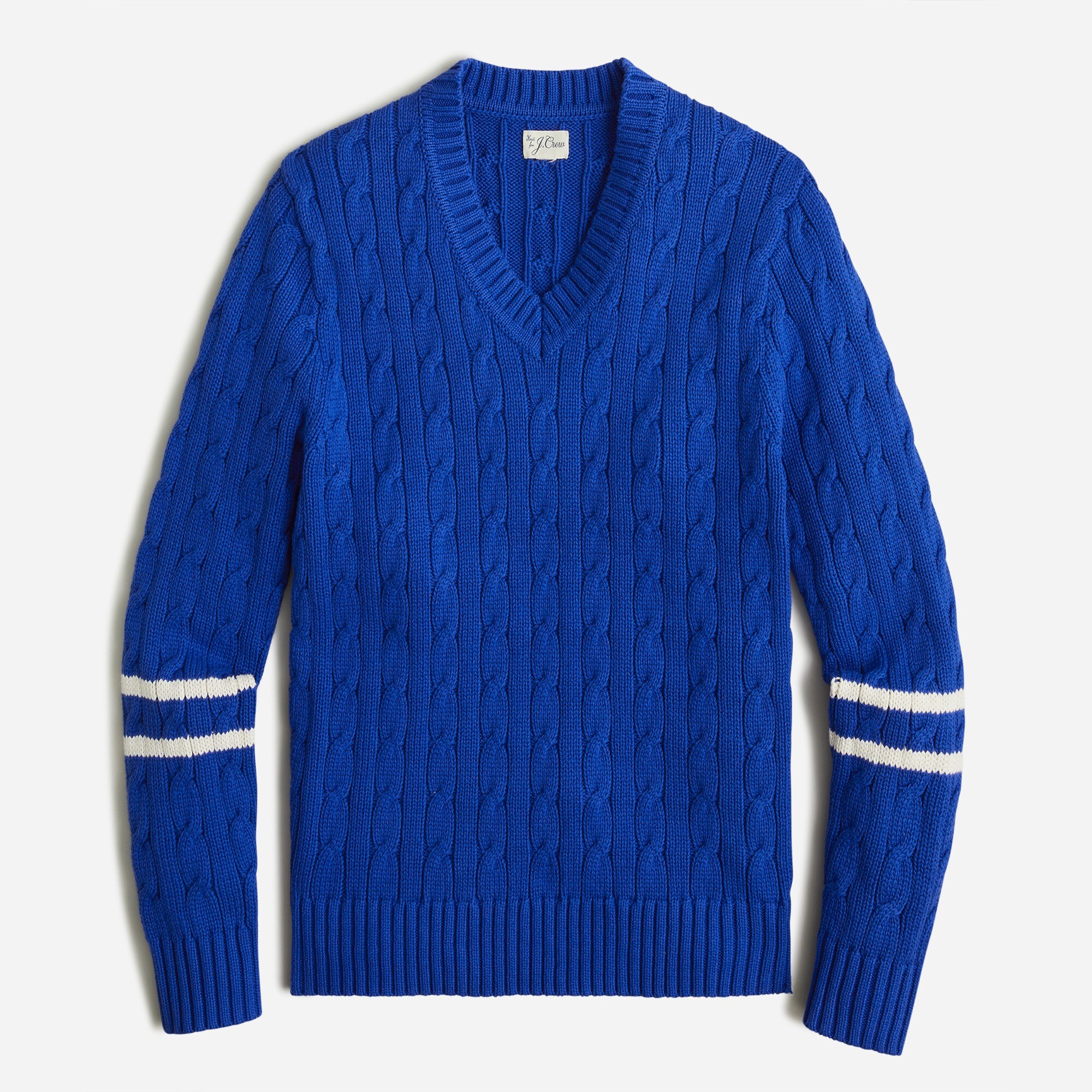Heritage Cotton Cable-knit V-neck Sweater For Men | J.Crew