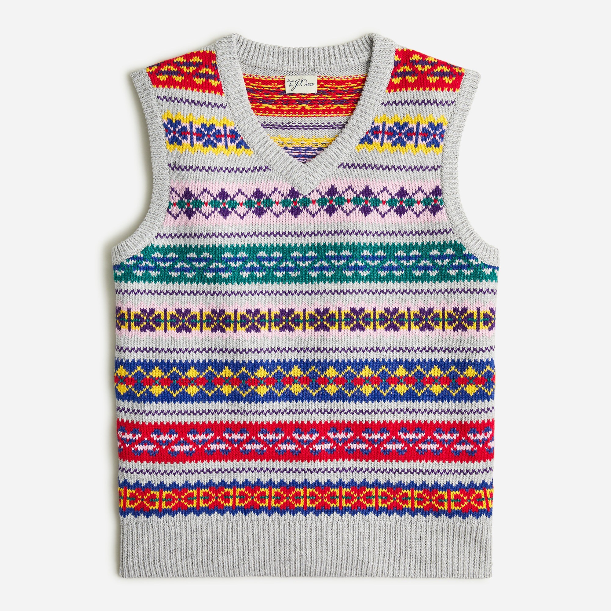Limited-edition cotton-linen blend Fair Isle sweater-vest