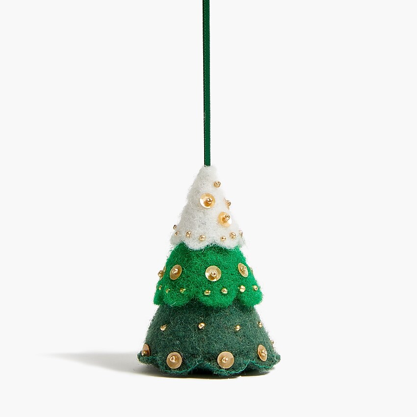 factory: felt holiday tree ornament for women, right side, view zoomed