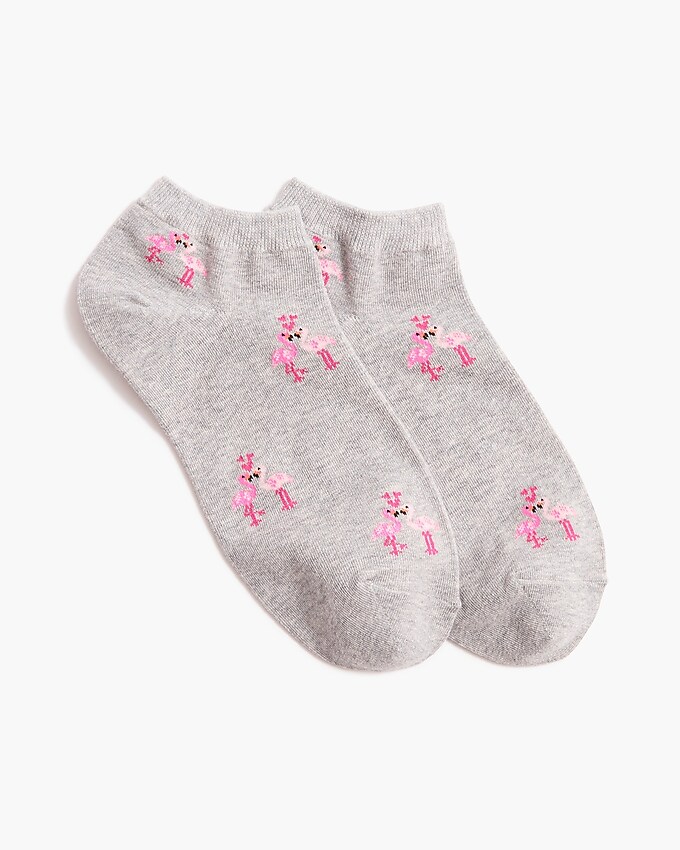 factory: kissing flamingos socks for women, right side, view zoomed