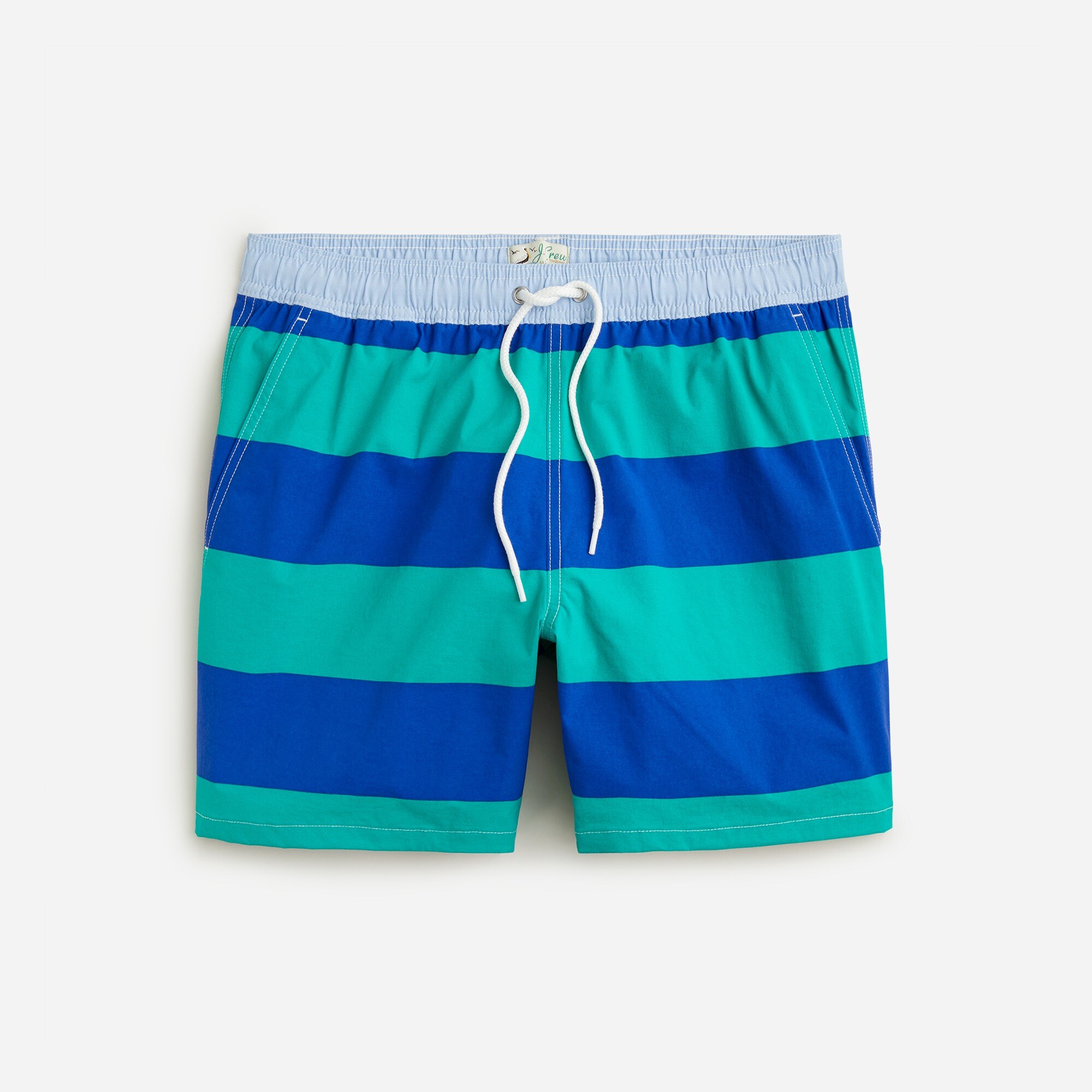 6&apos;&apos; stretch swim trunk in rugby stripe with ECONYL&reg; nylon