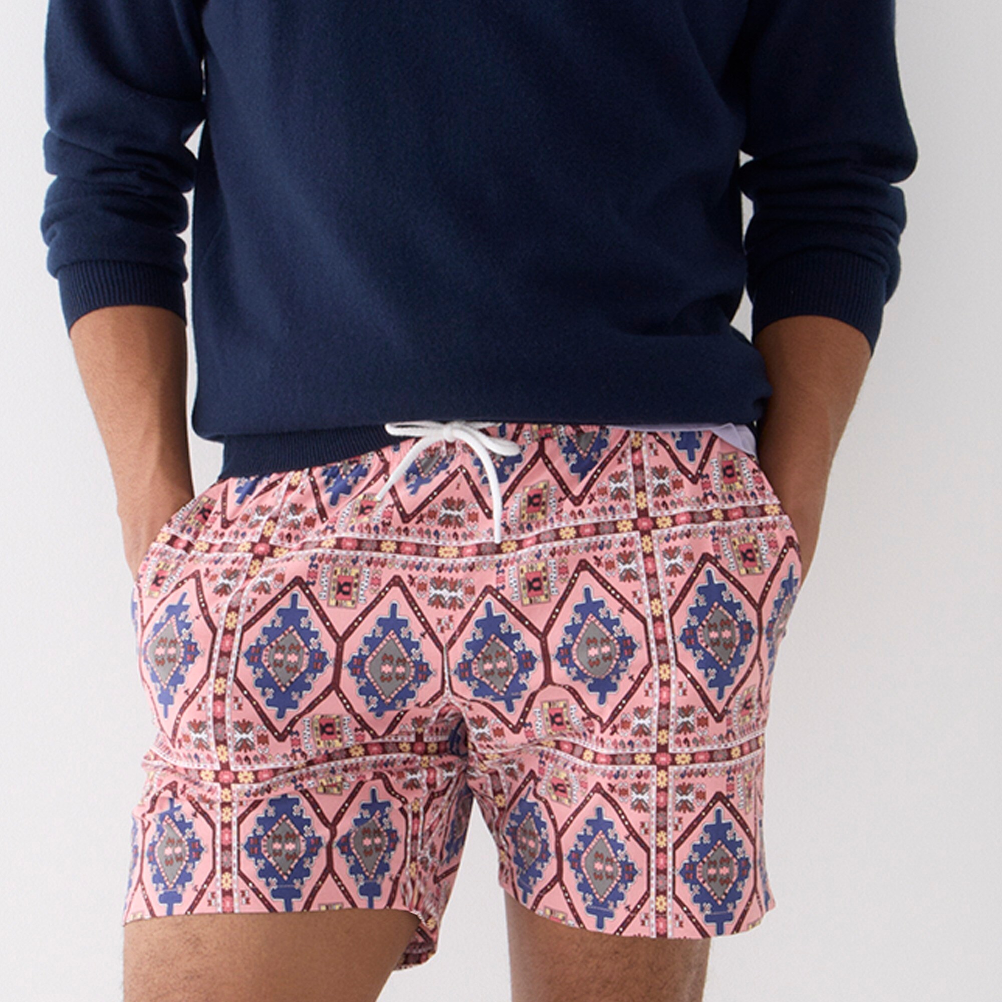 mens 6&quot; stretch swim trunk in print with ECONYL&reg; nylon
