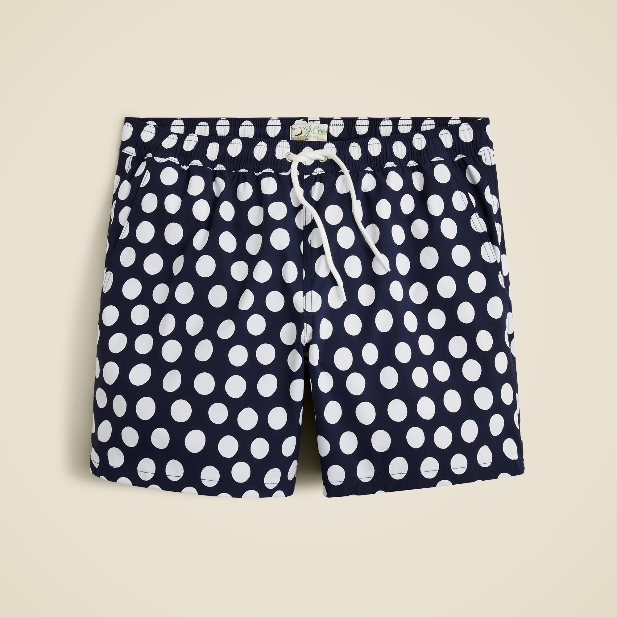6'' stretch swim trunk in polka-dot print with ECONYL® nylon