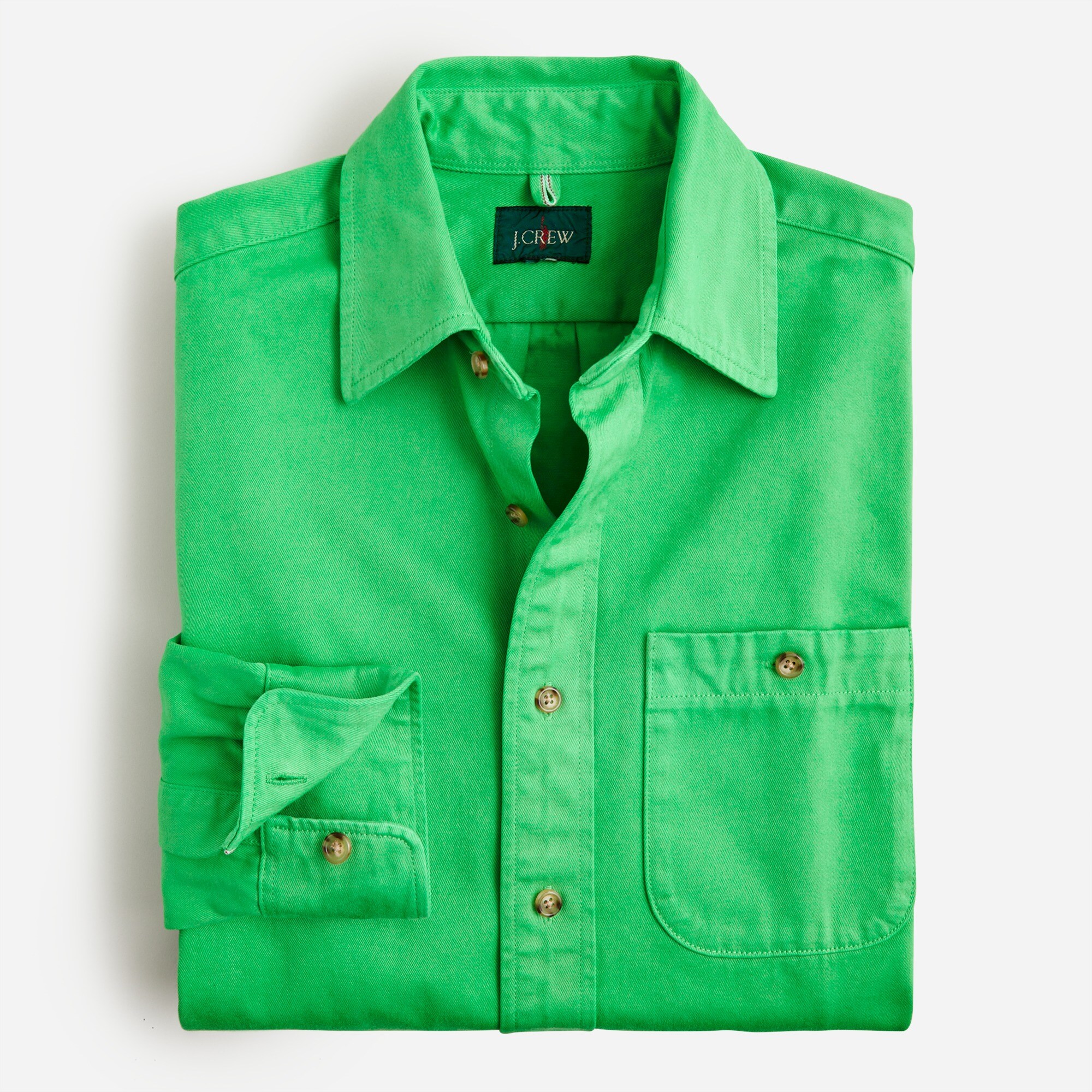 Garment-dyed selvedge twill shirt