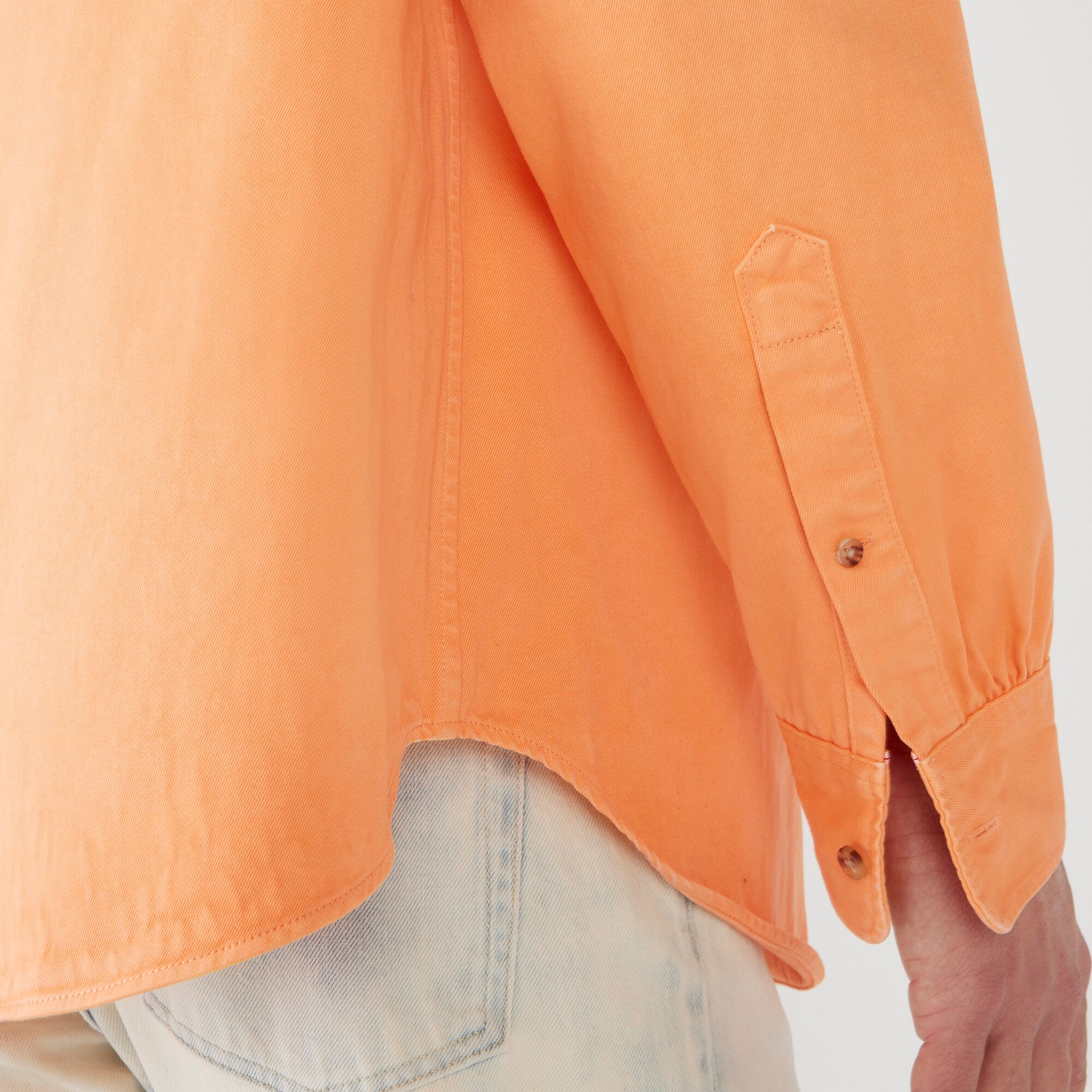 Garment-dyed selvedge twill shirt