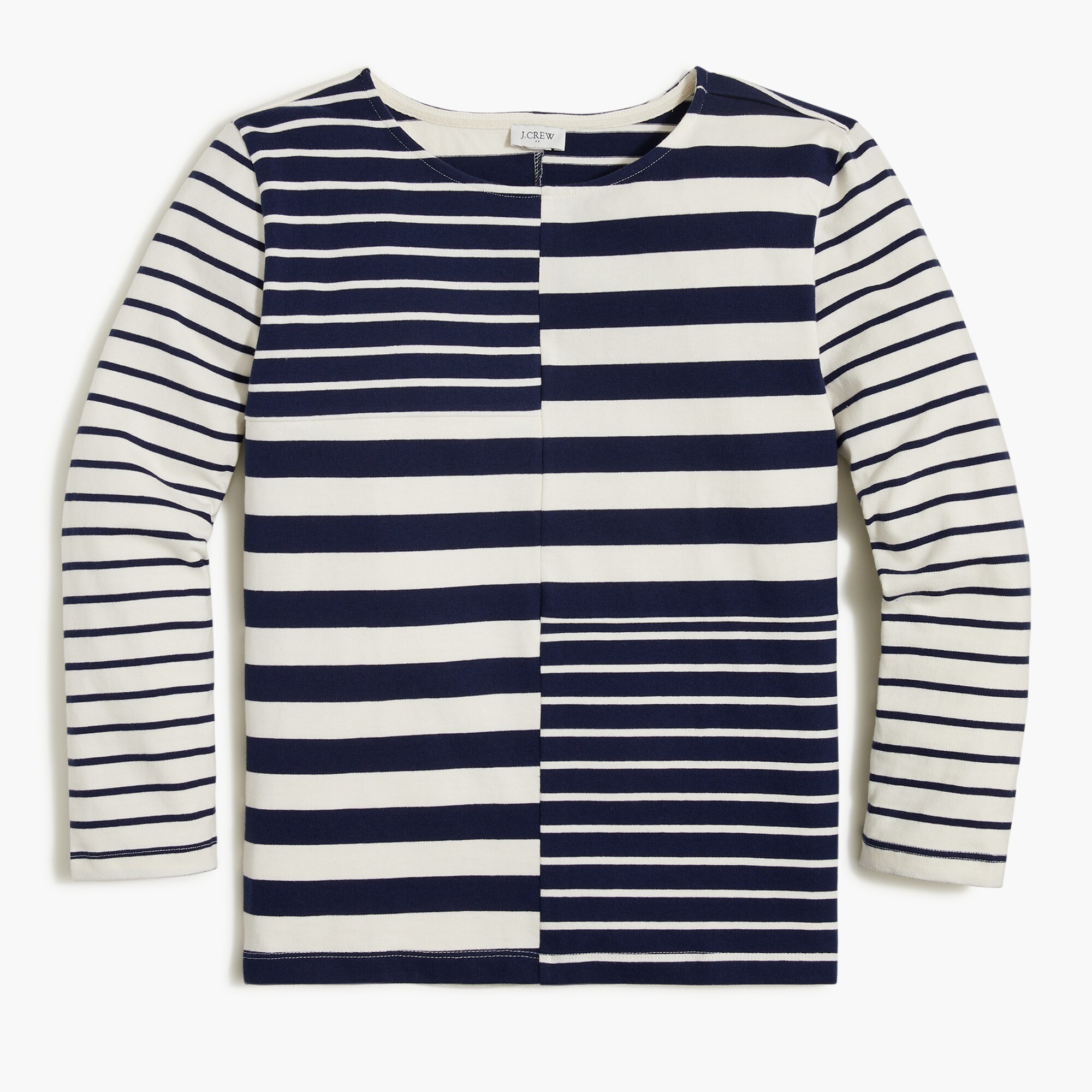 mixed-stripe long-sleeve tee for women
