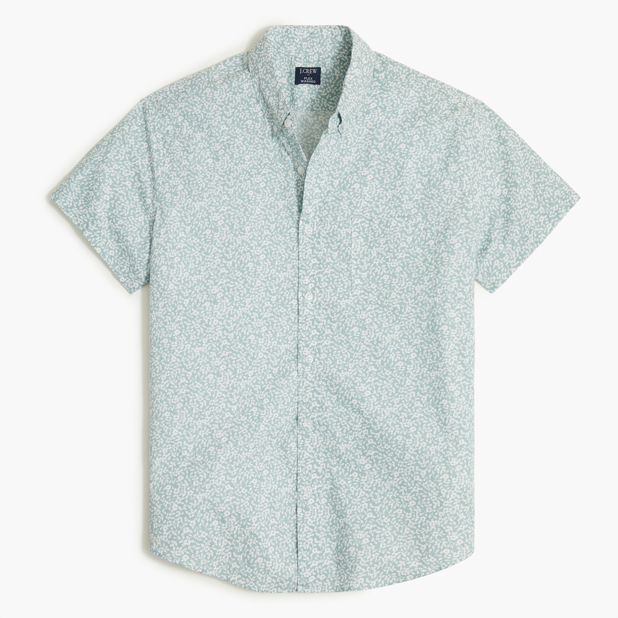 Printed short-sleeve slim flex casual shirt