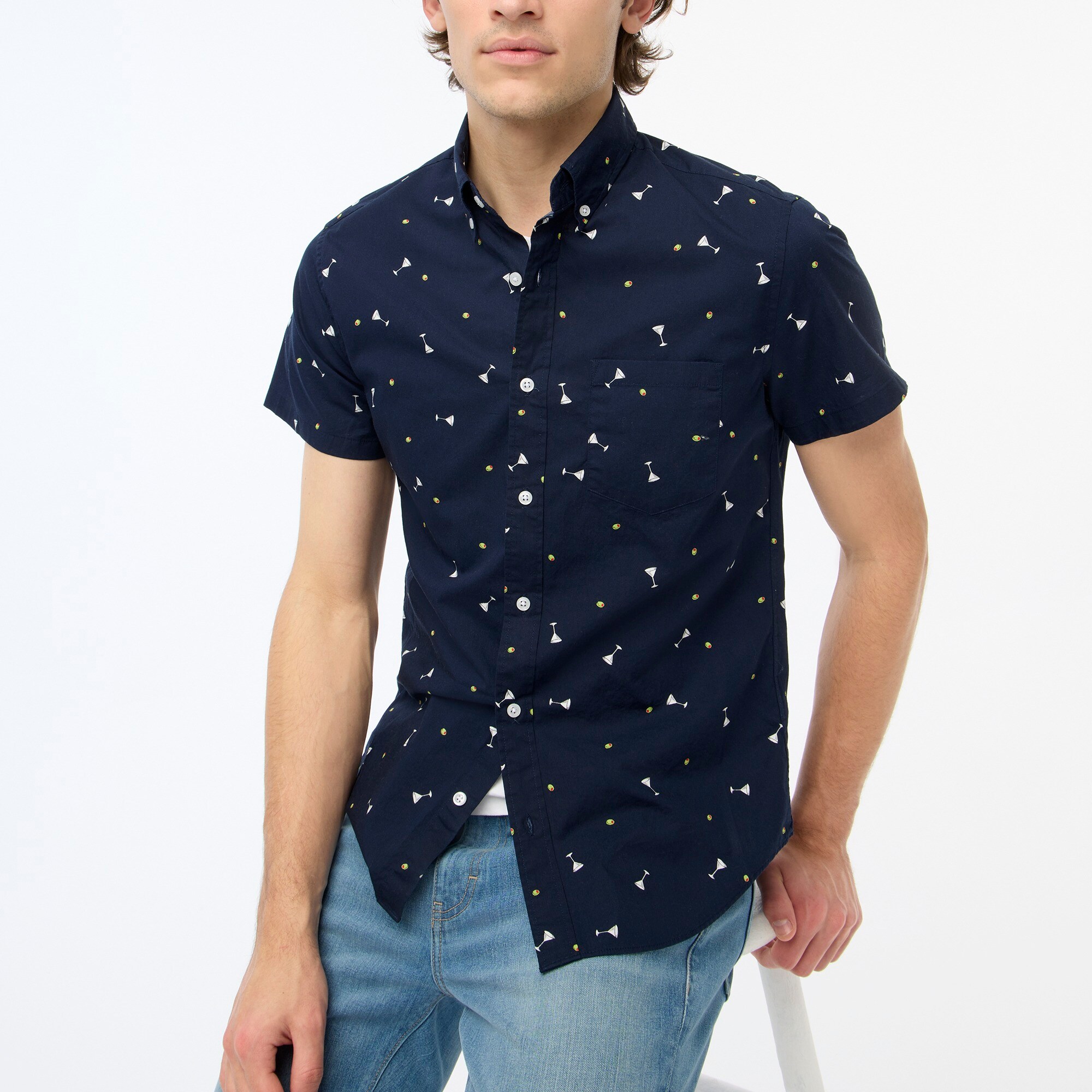 Slim-fit printed flex casual shirt